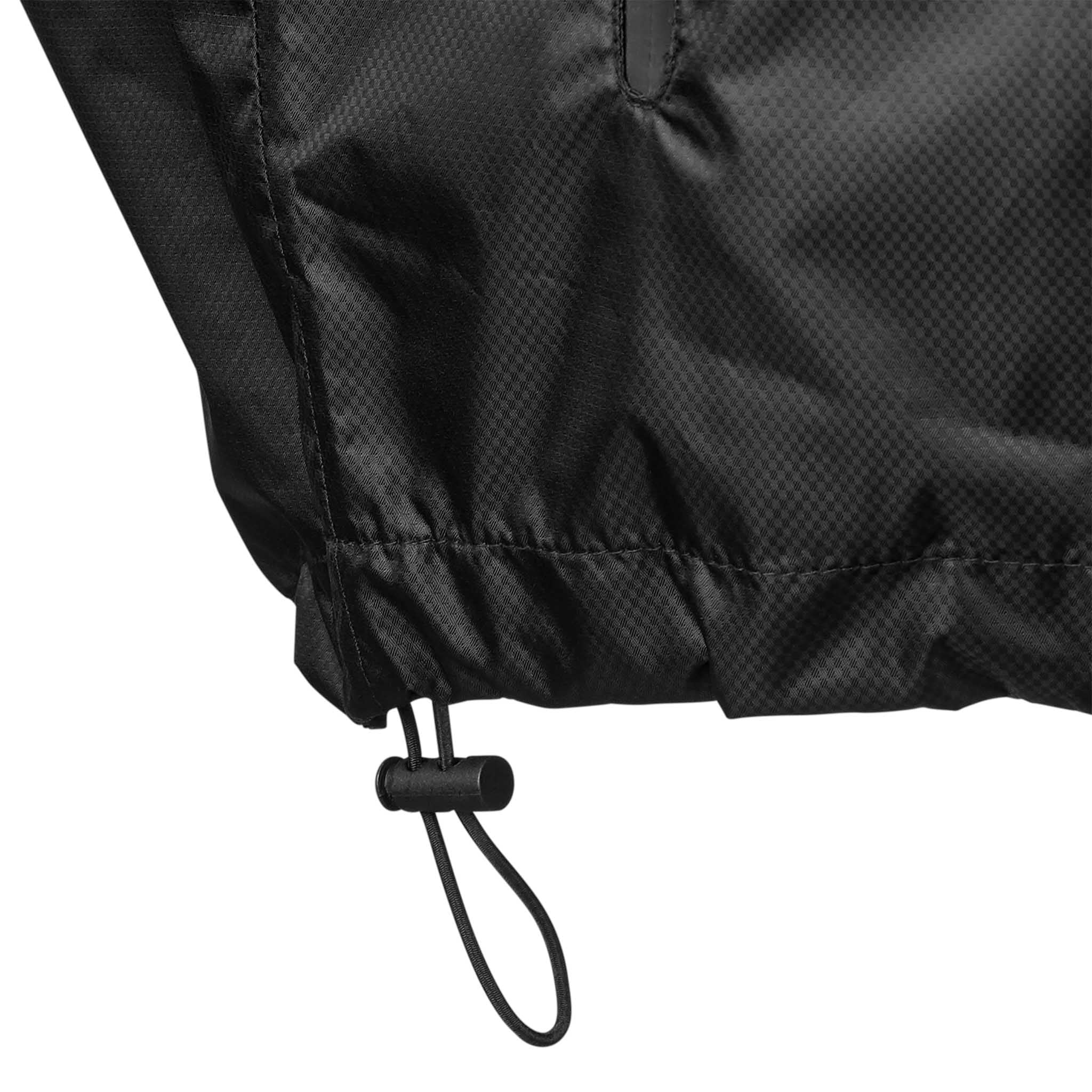 Närbild av All-weather jacket Monaco v24-fåll med svart snörlås, Match & Training wear, svart fotboll