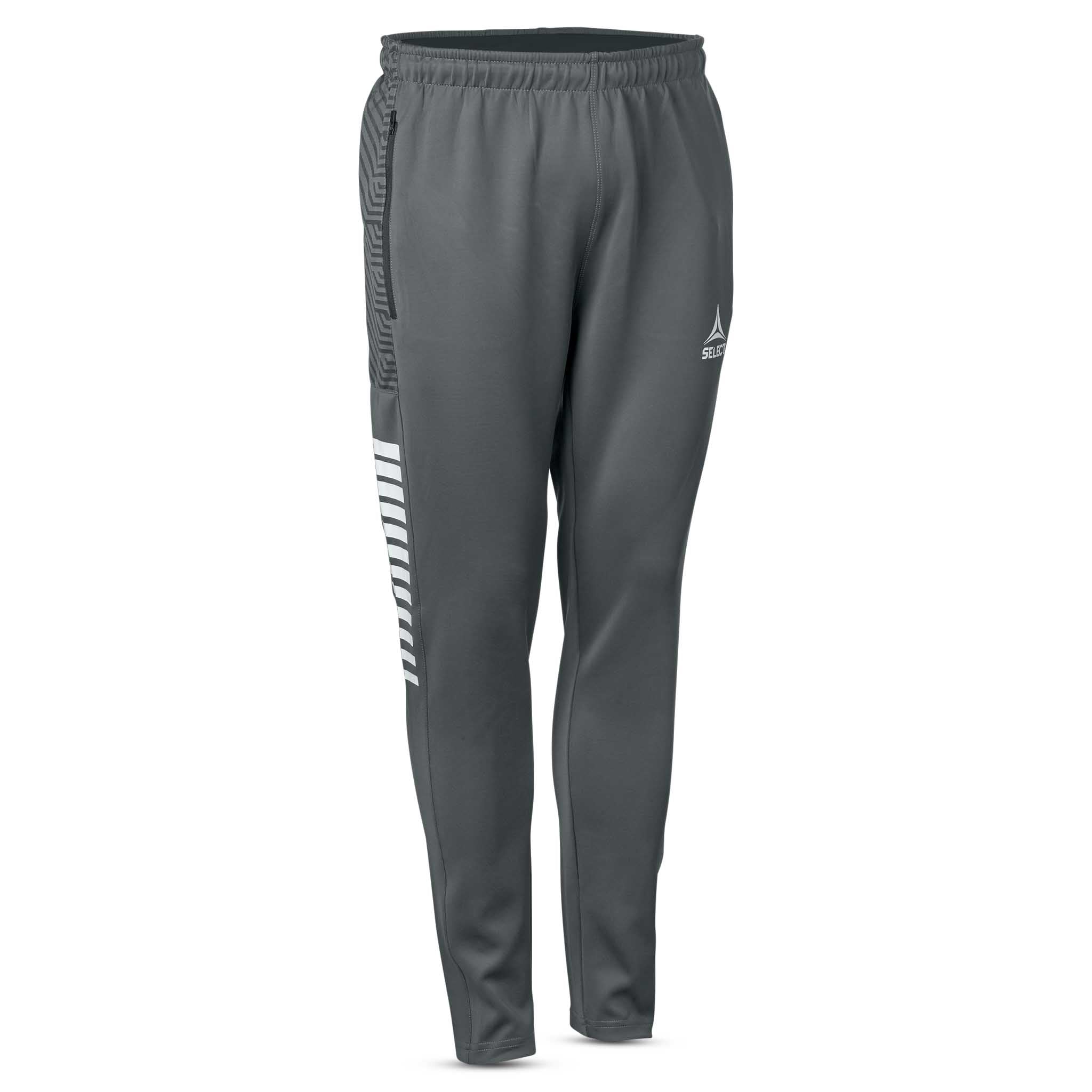 Framsida av grå Training pants Regular Fit Monaco v24, fotboll match- och träningskläder, med vita sidodetaljer.