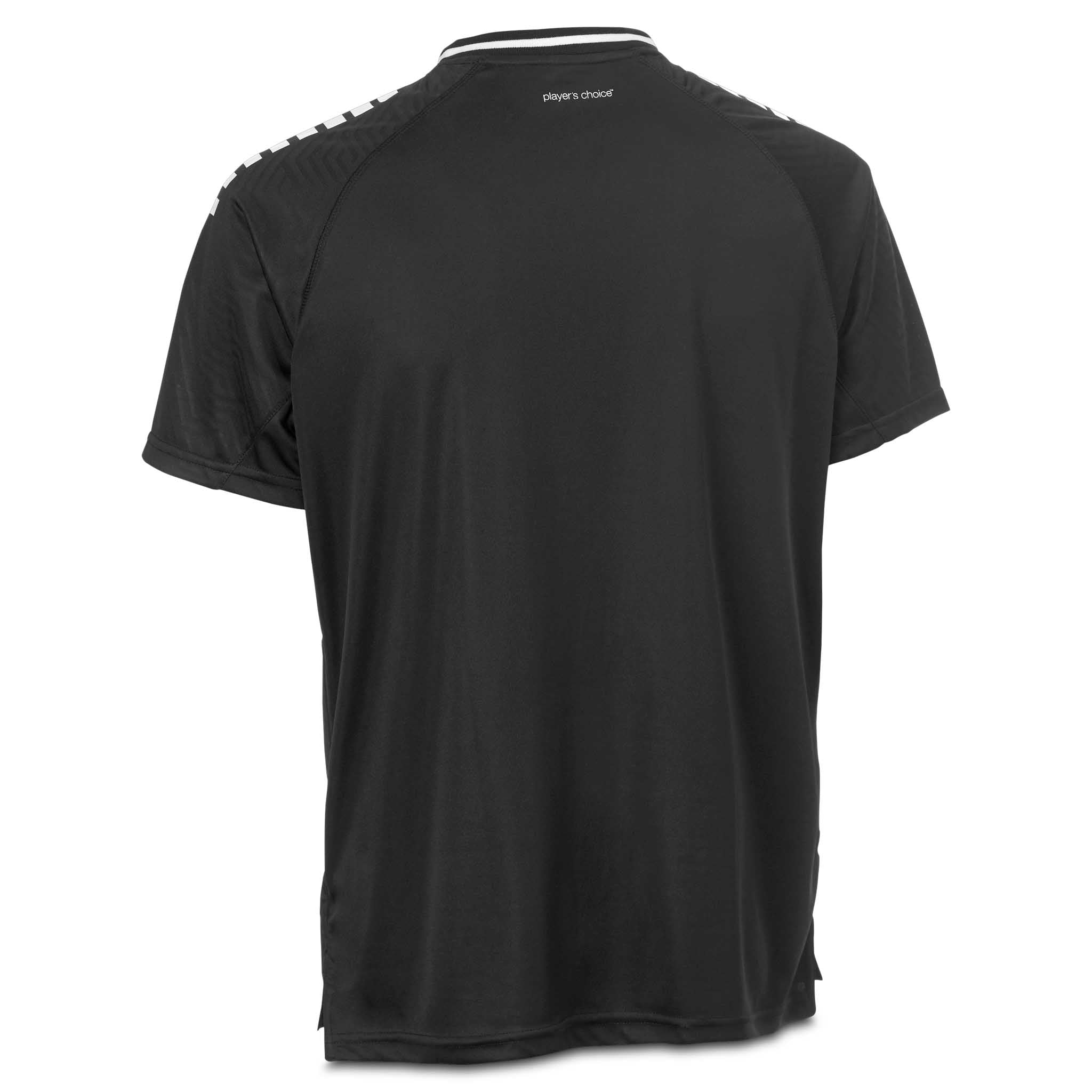 Player shirt S/S Monaco v24, svart fotboll match- och träningskläder, sett bakifrån med vita axeldetaljer.