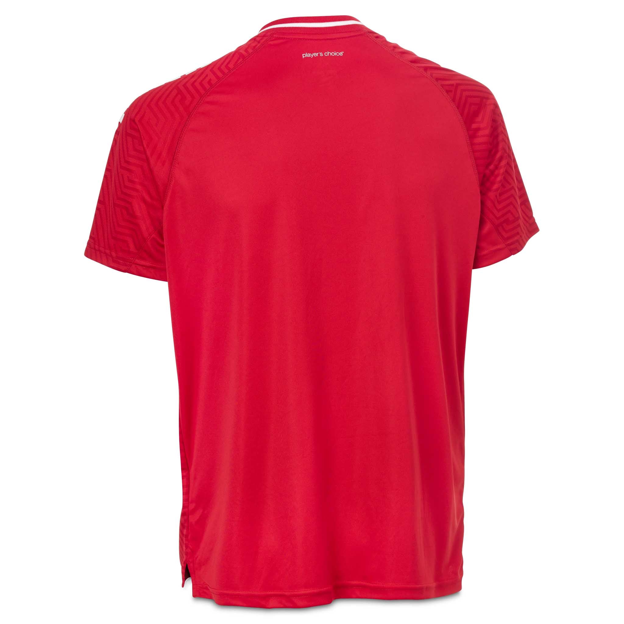 Baksida av röd och vit Player shirt S/S Monaco v24, Match & Training wear fotbollströja.