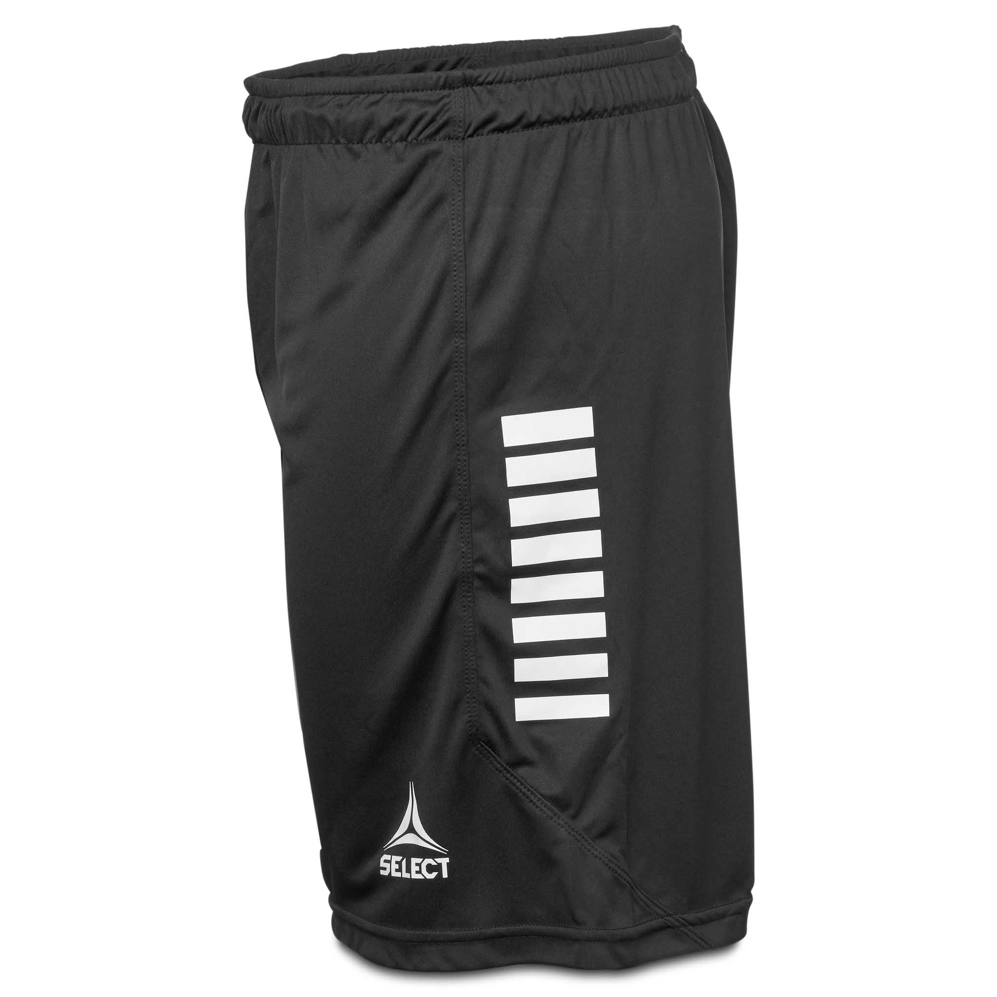 Player shorts Monaco v24, svart med vita ränder, sedd från höger sida, Match- & träningskläder