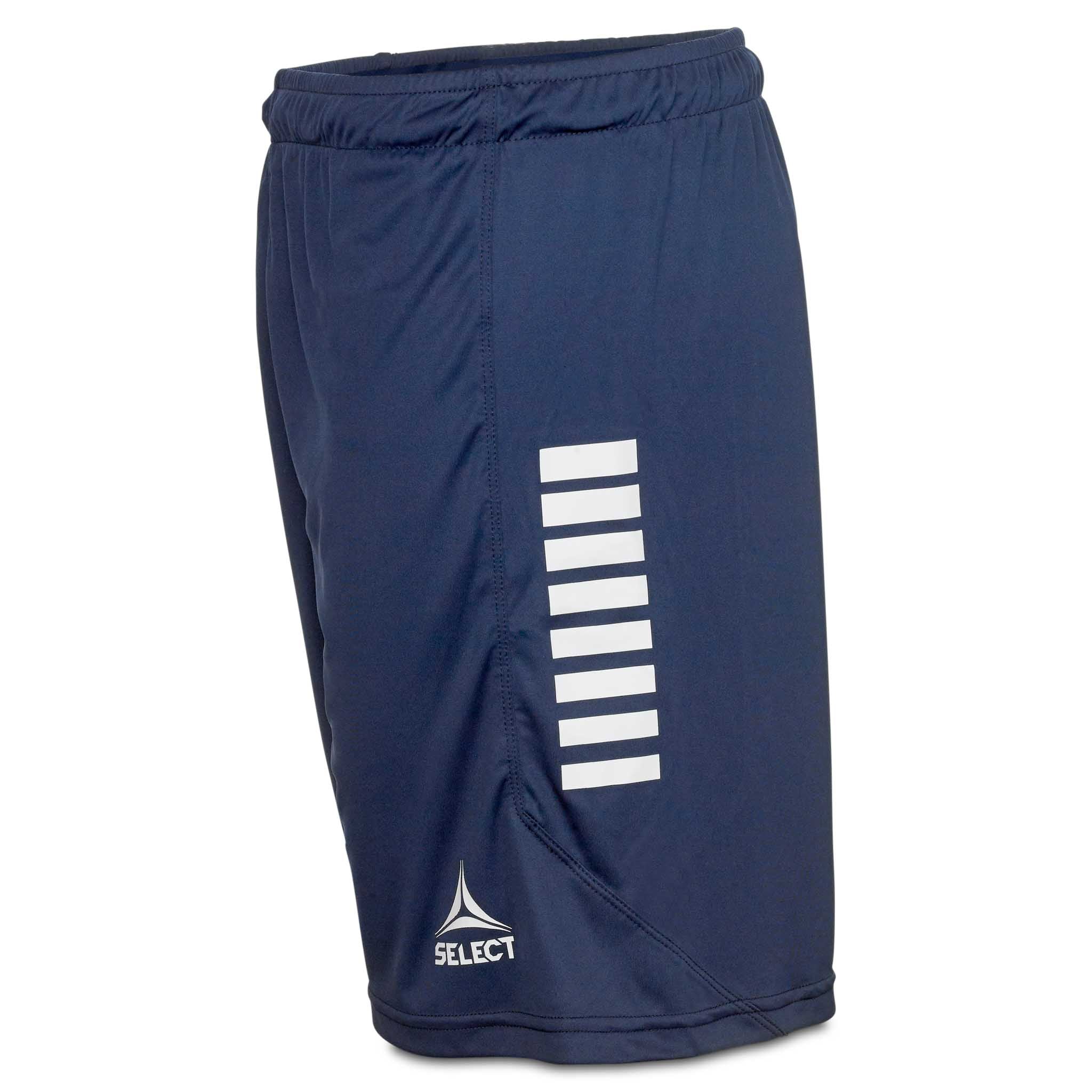 Marinblå Player shorts Monaco v24 med vita ränder, Match- och träningskläder, sedd från höger sida