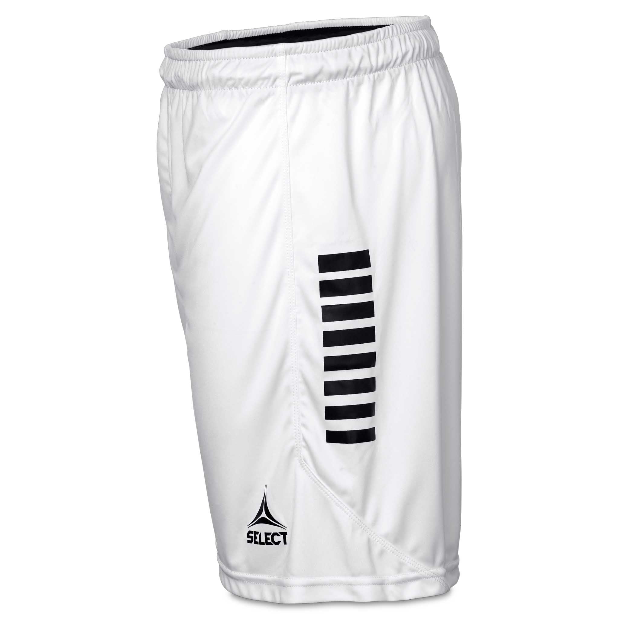 Player shorts Monaco v24, vita med svarta detaljer, sedda från höger sida, Match & Training wear fotboll