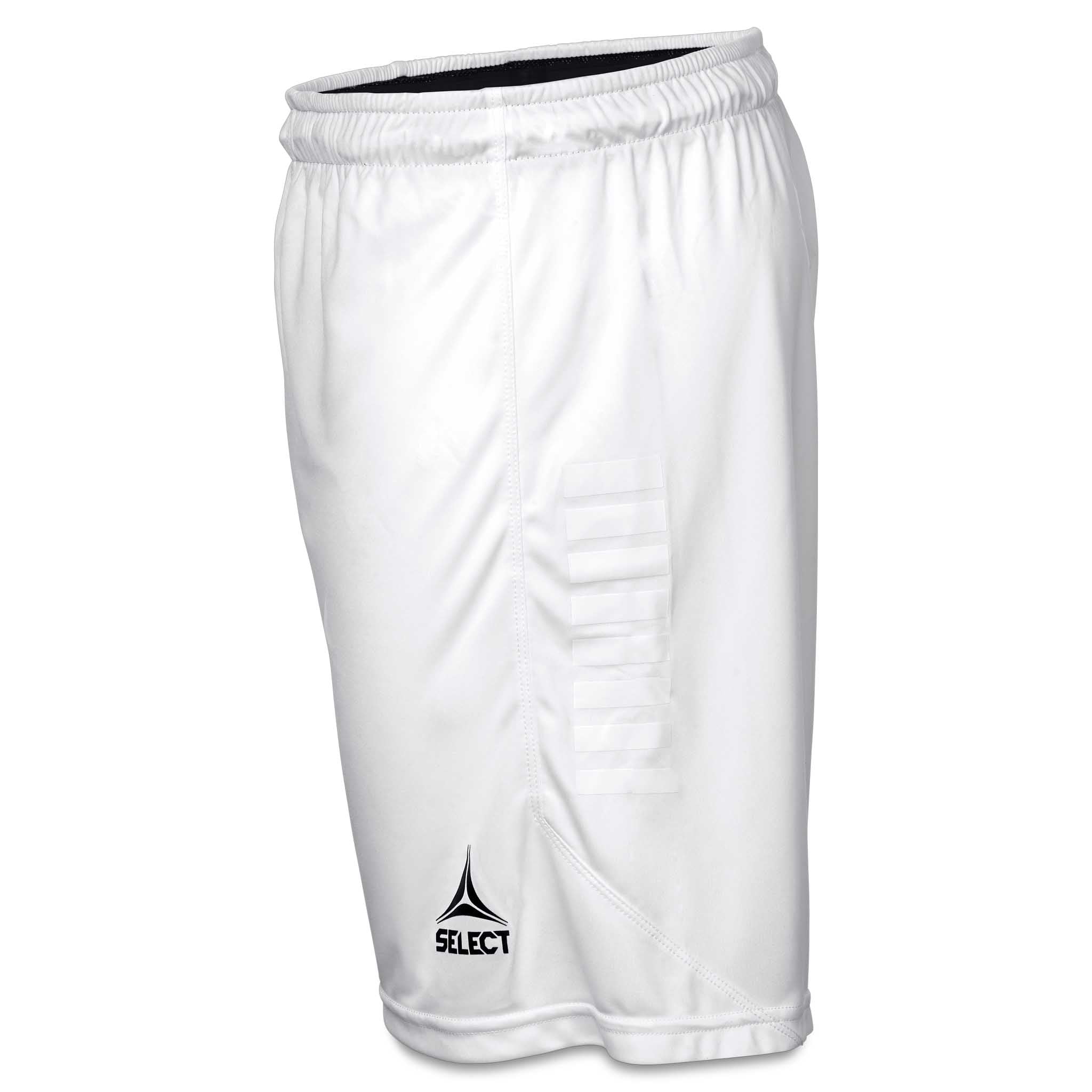 Vita Player shorts Monaco v24, match- och träningskläder, sedda från höger sida med Select-logga.