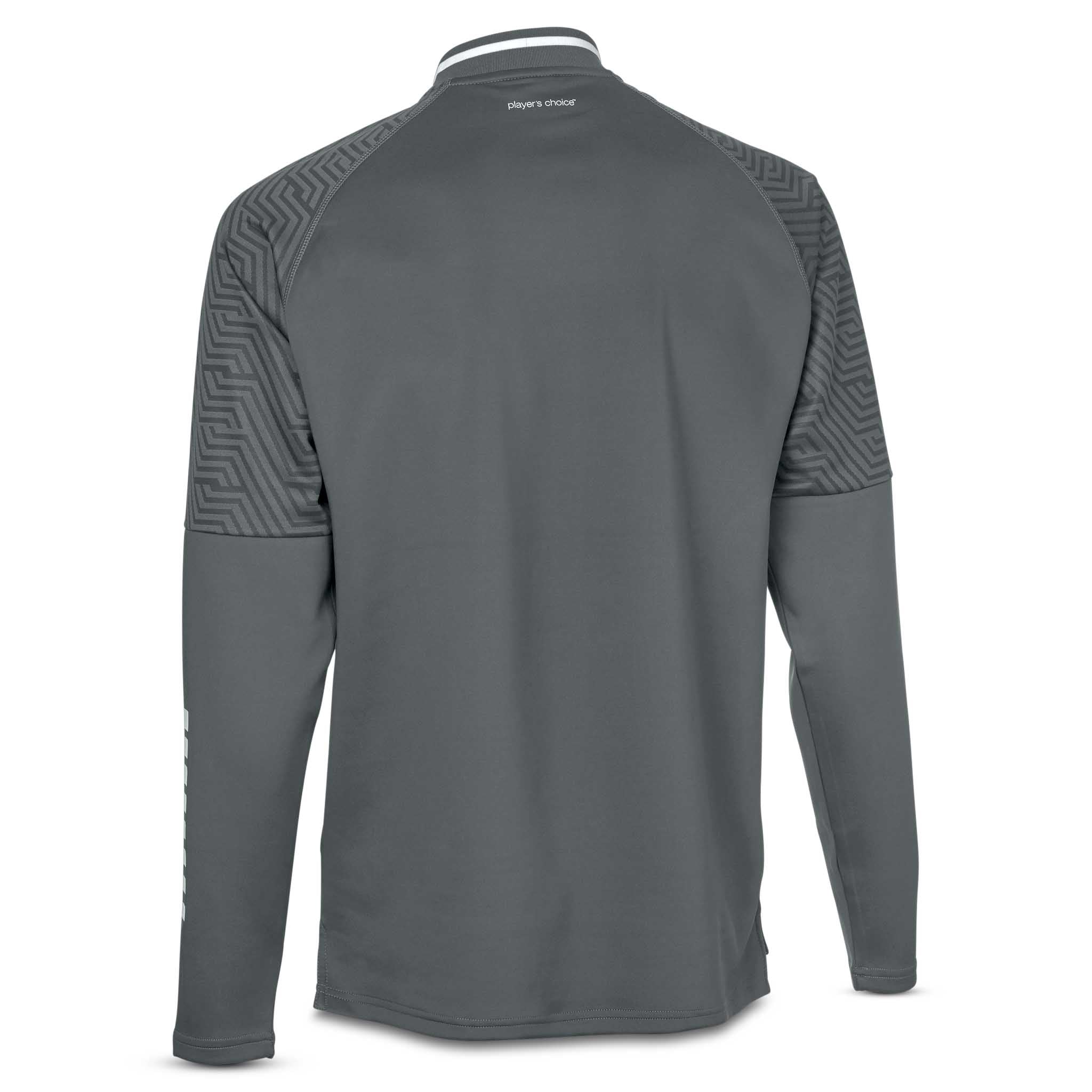 Baksida av grå Training sweat 1/2 zip Monaco v24, Match & Training wear med mönstrade axlar.