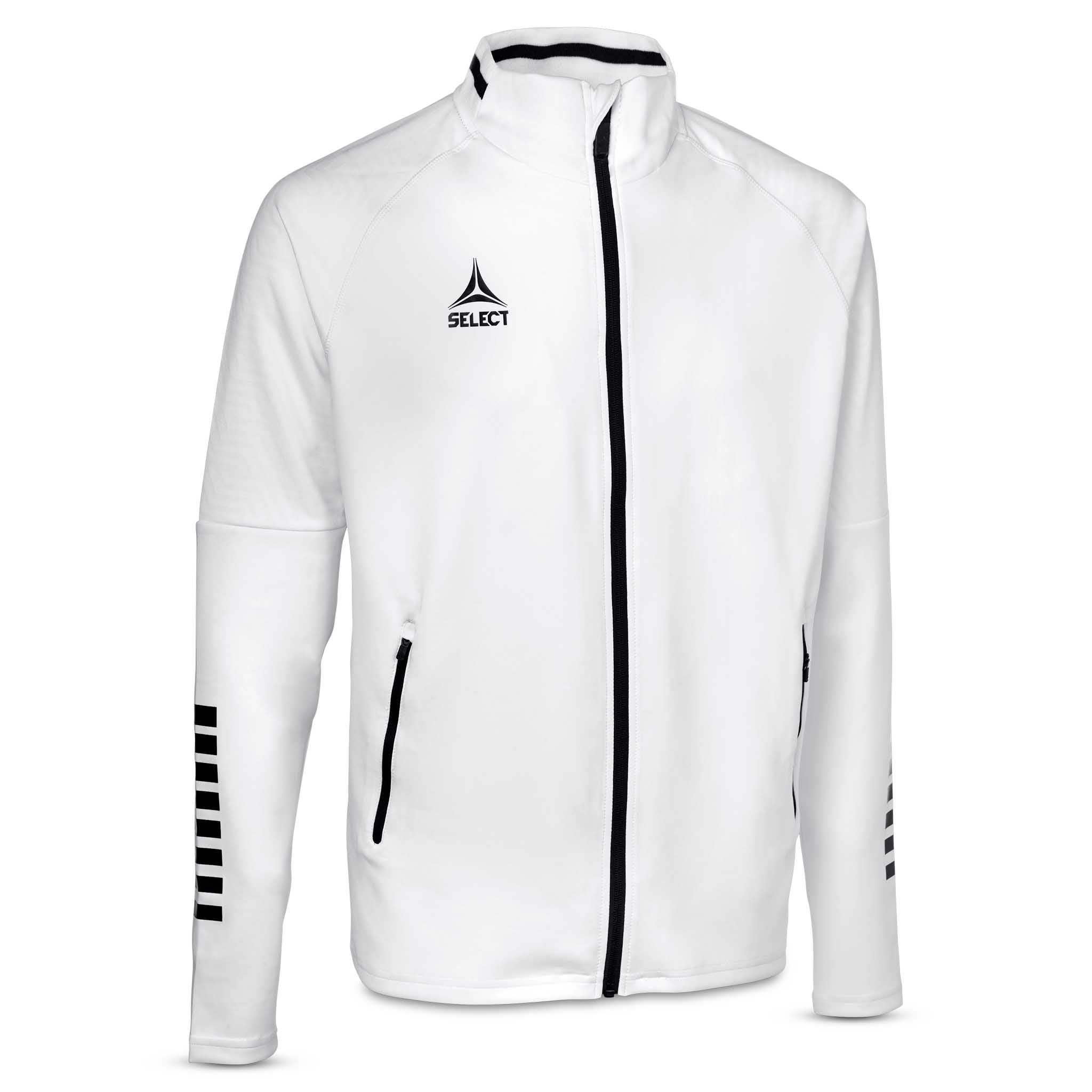 Framsida av vit och svart Zip jacket Monaco v24, Match & Training wear för fotboll