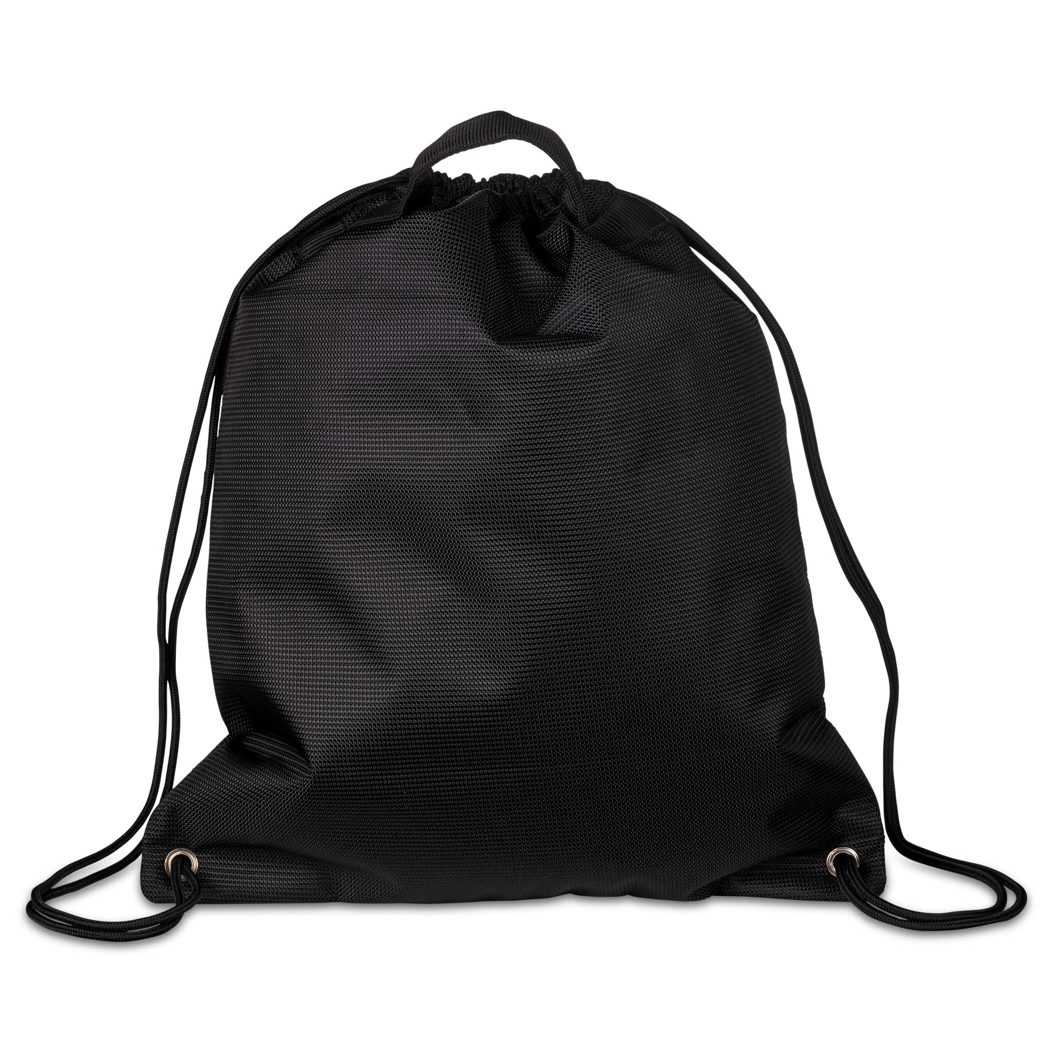 Svart Gymbag v25 sportväska med dragsko, visad från baksidan.