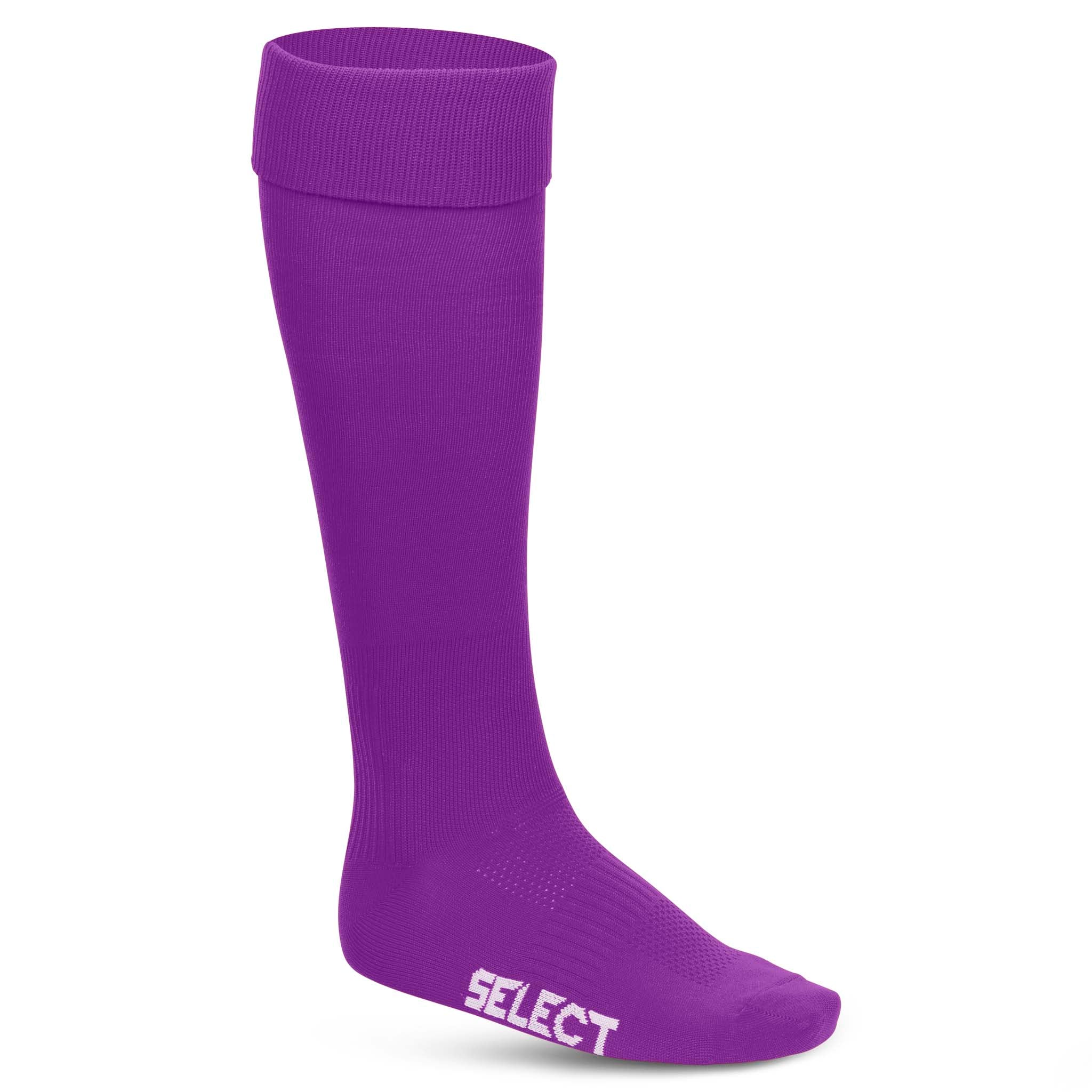 Framifrån av lila Football socks Club v22 accessoarer med vit Select-logga.