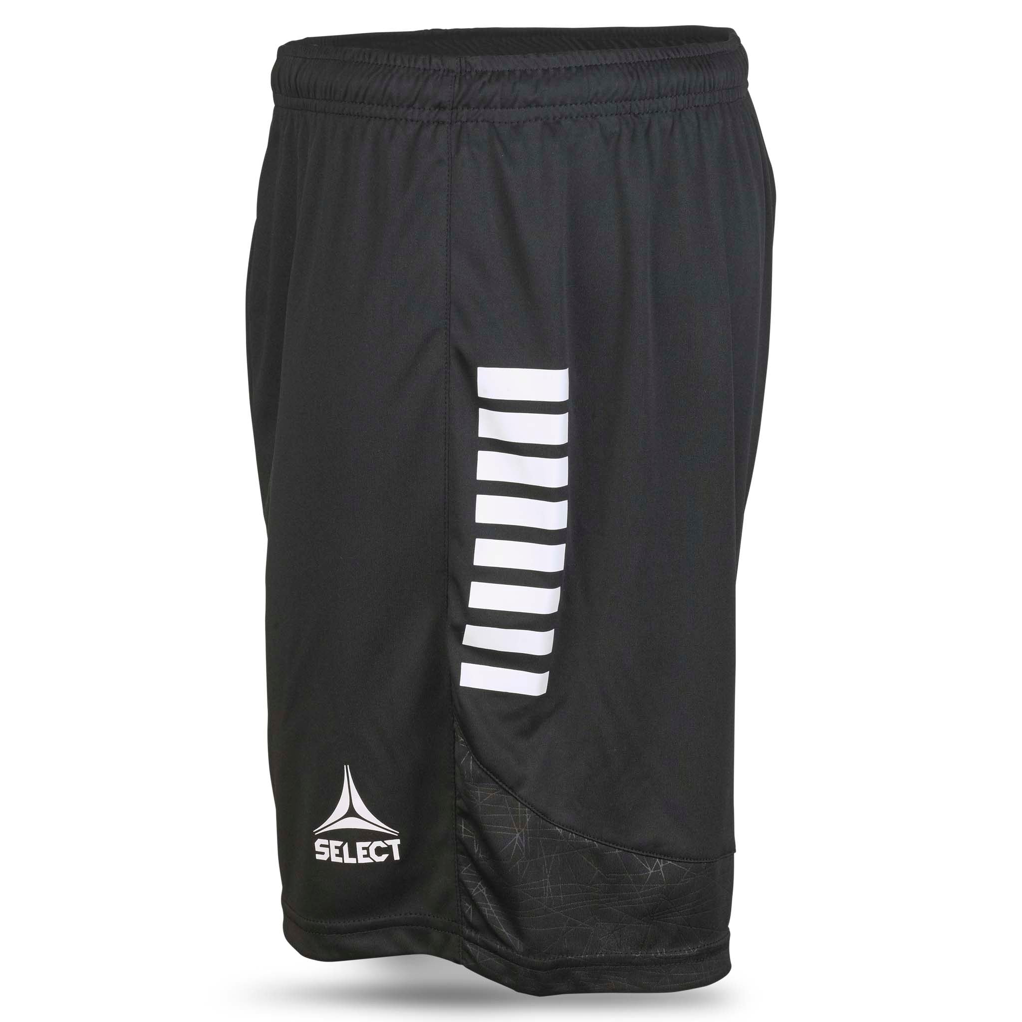 Svarta Player shorts Spain v25, vänster sida, vita ränder & logga, Match & Training wear fotboll