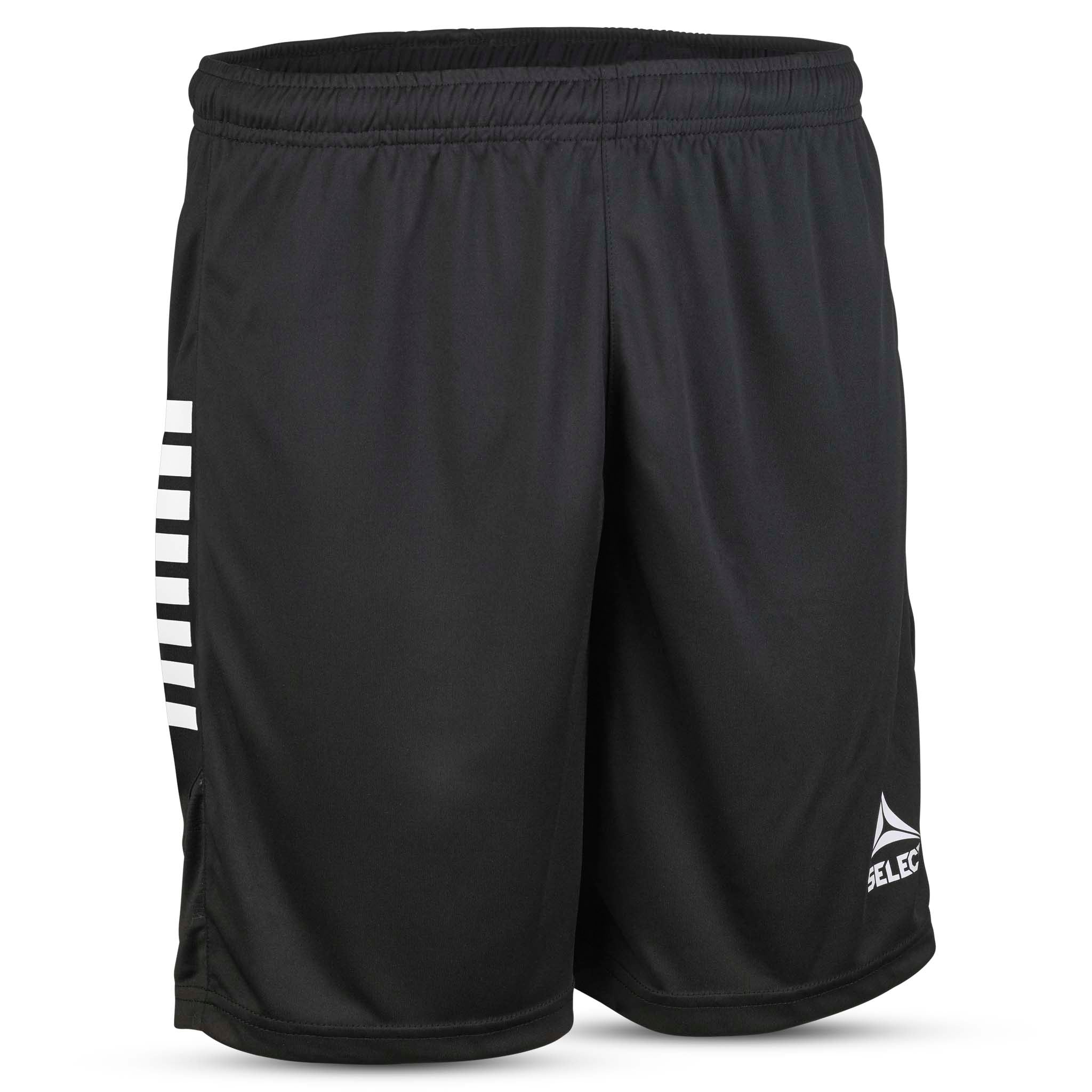 Svarta Player shorts Spain v25, framifrån, med vita ränder. Match & Training wear för fotboll.