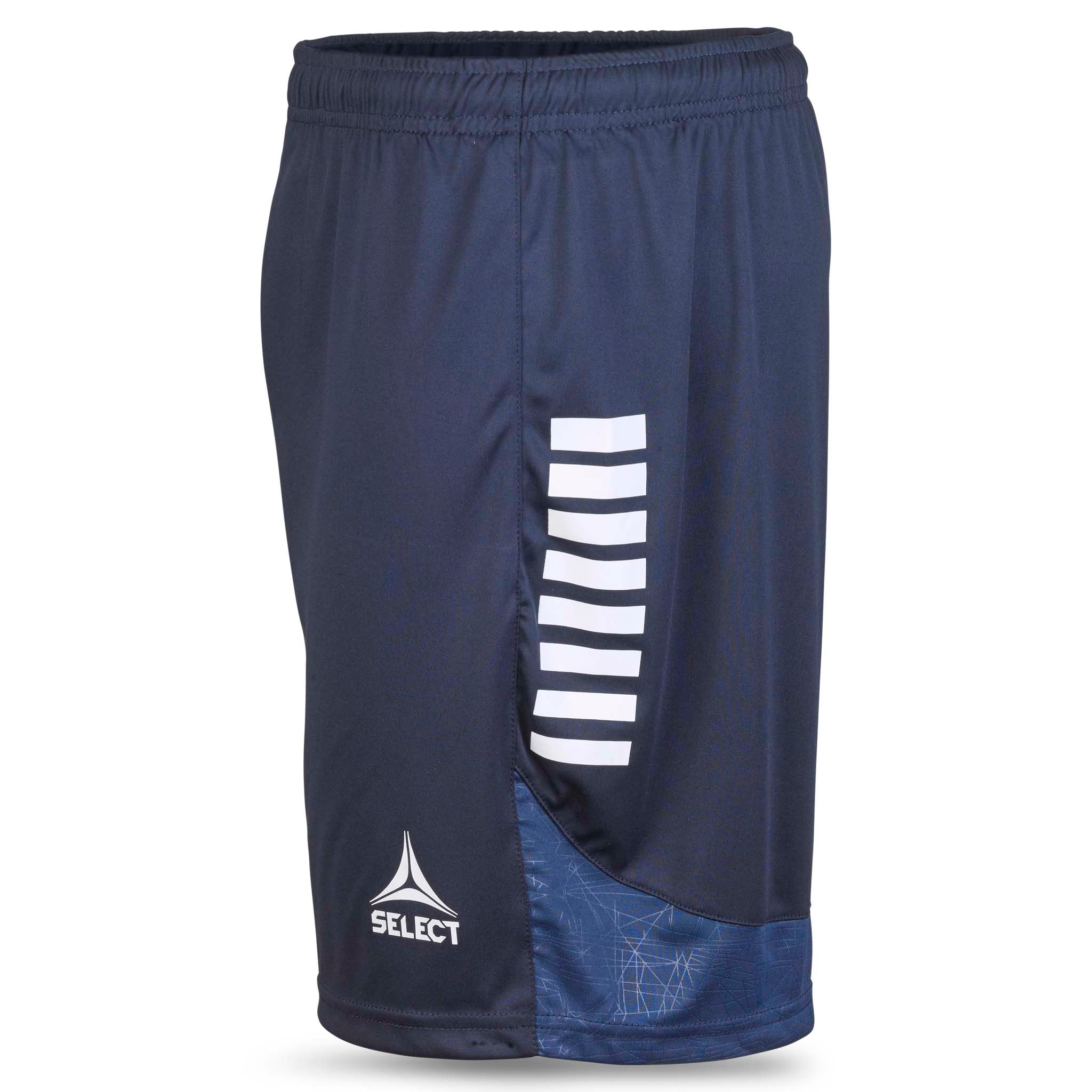 Player shorts Spain v25, marinblå med vita detaljer, vänster sida. Match & Training kläder fotboll.