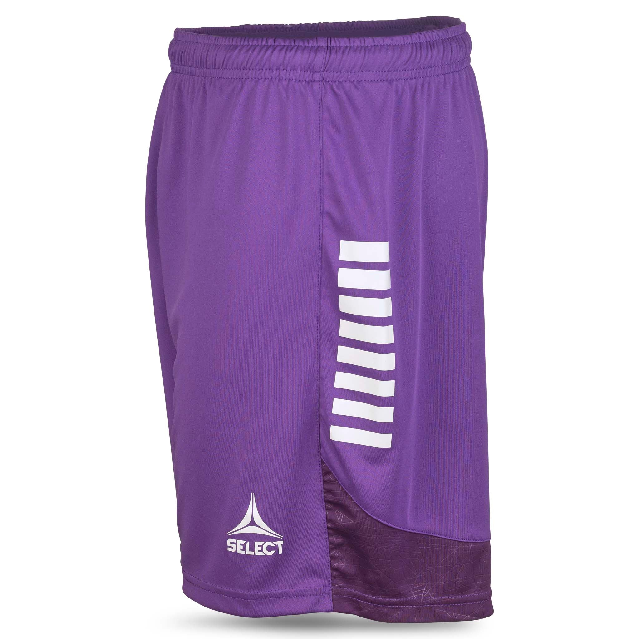 Player shorts Spain v25, lila med vita ränder, Match- och träningskläder, sedd från vänster sida