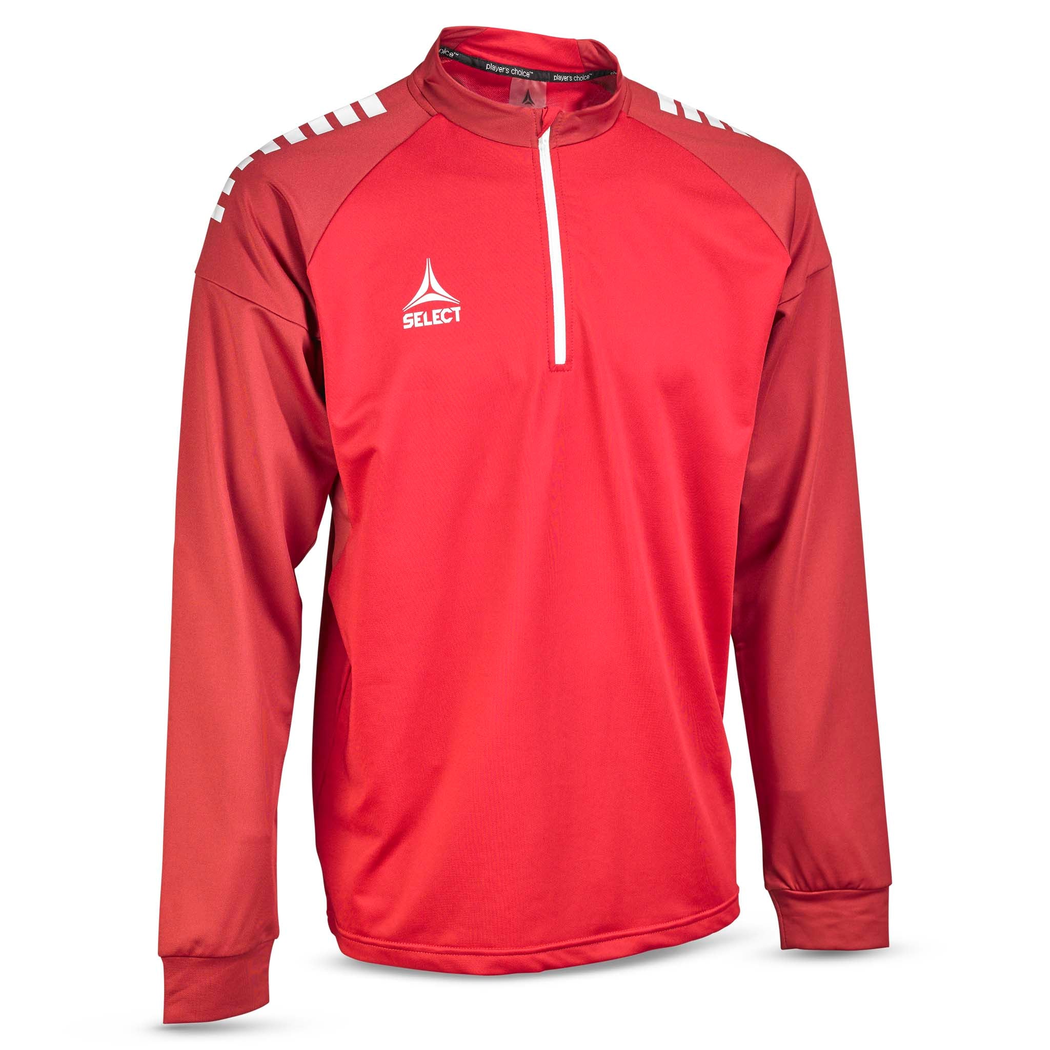 Framsida av röd Training sweat 1/2 zip Spain v25, Match- & träningskläder, med vit dragkedja och axeldetaljer