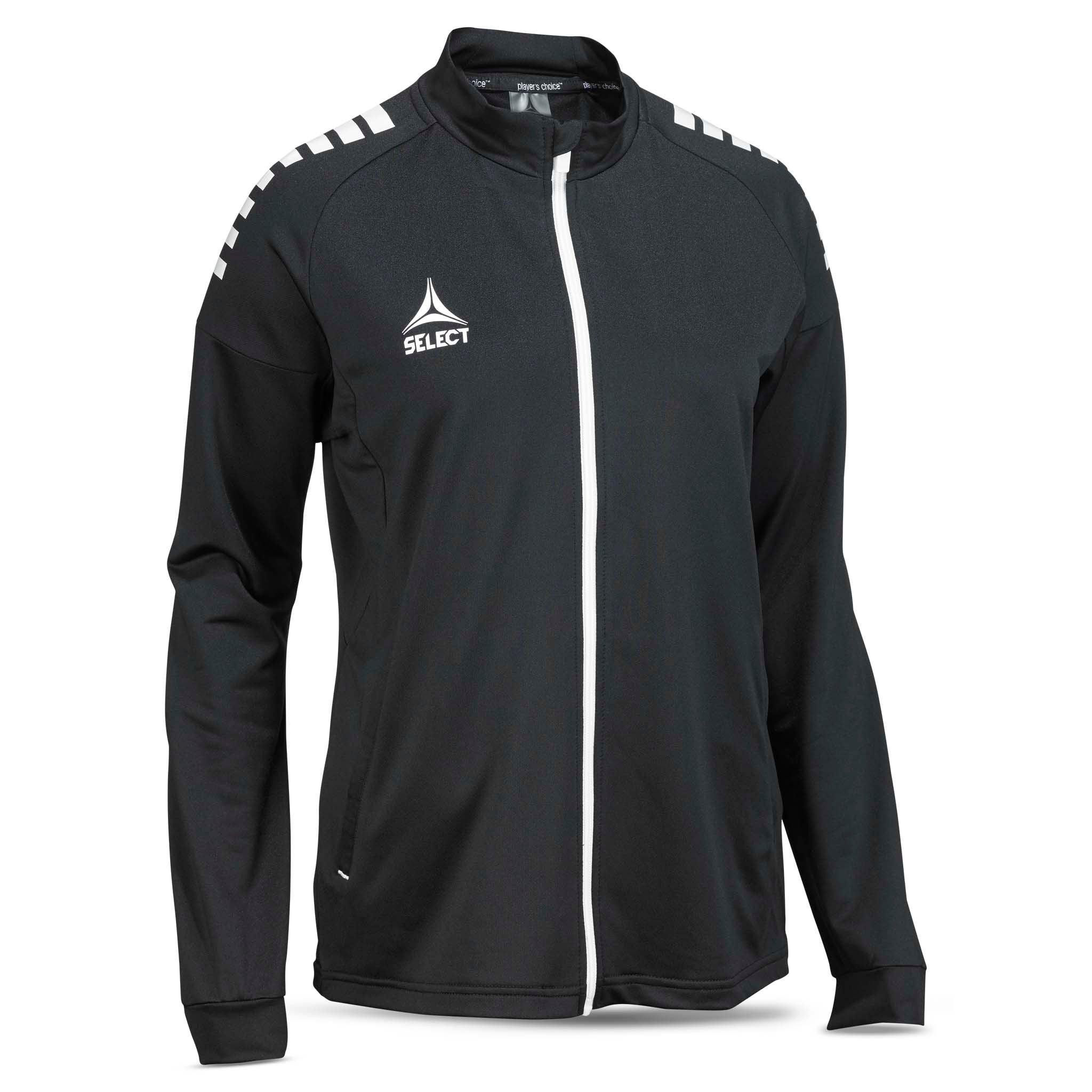Framifrån av svart och vit Training zip jacket Spain woman v25, fotboll Match & Training wear