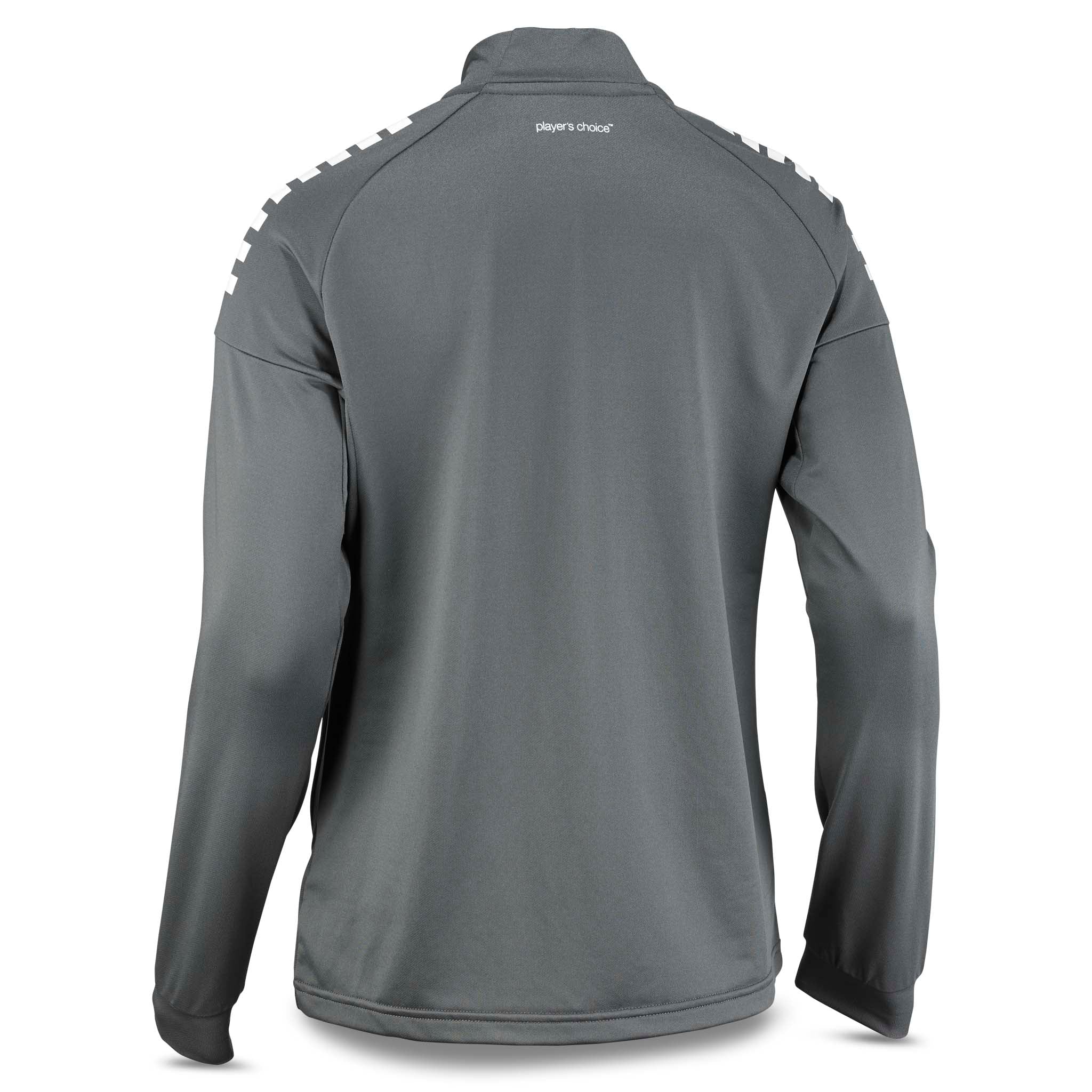 Baksida av grå Training zip jacket Spain woman v25, Match & Training wear, med vita axeldetaljer.