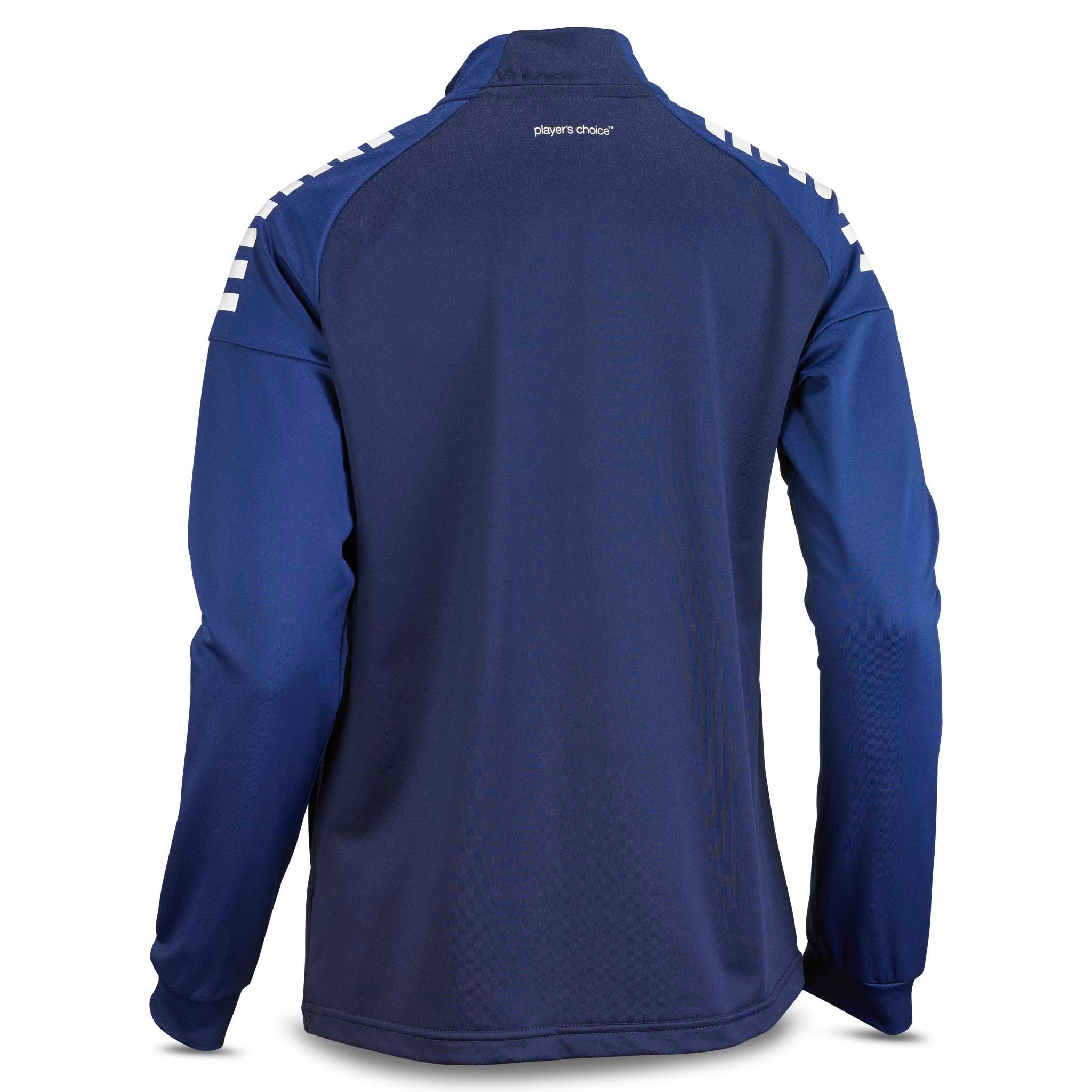 Baksida av marinblå Training zip jacket Spain woman v25, Match & Training wear, med vita axeldetaljer.