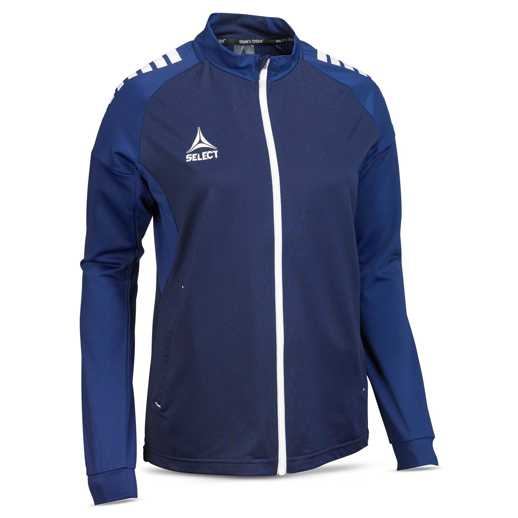 Framsida av marinblå och vit Training zip jacket Spain woman v25, Match & Training wear för fotboll