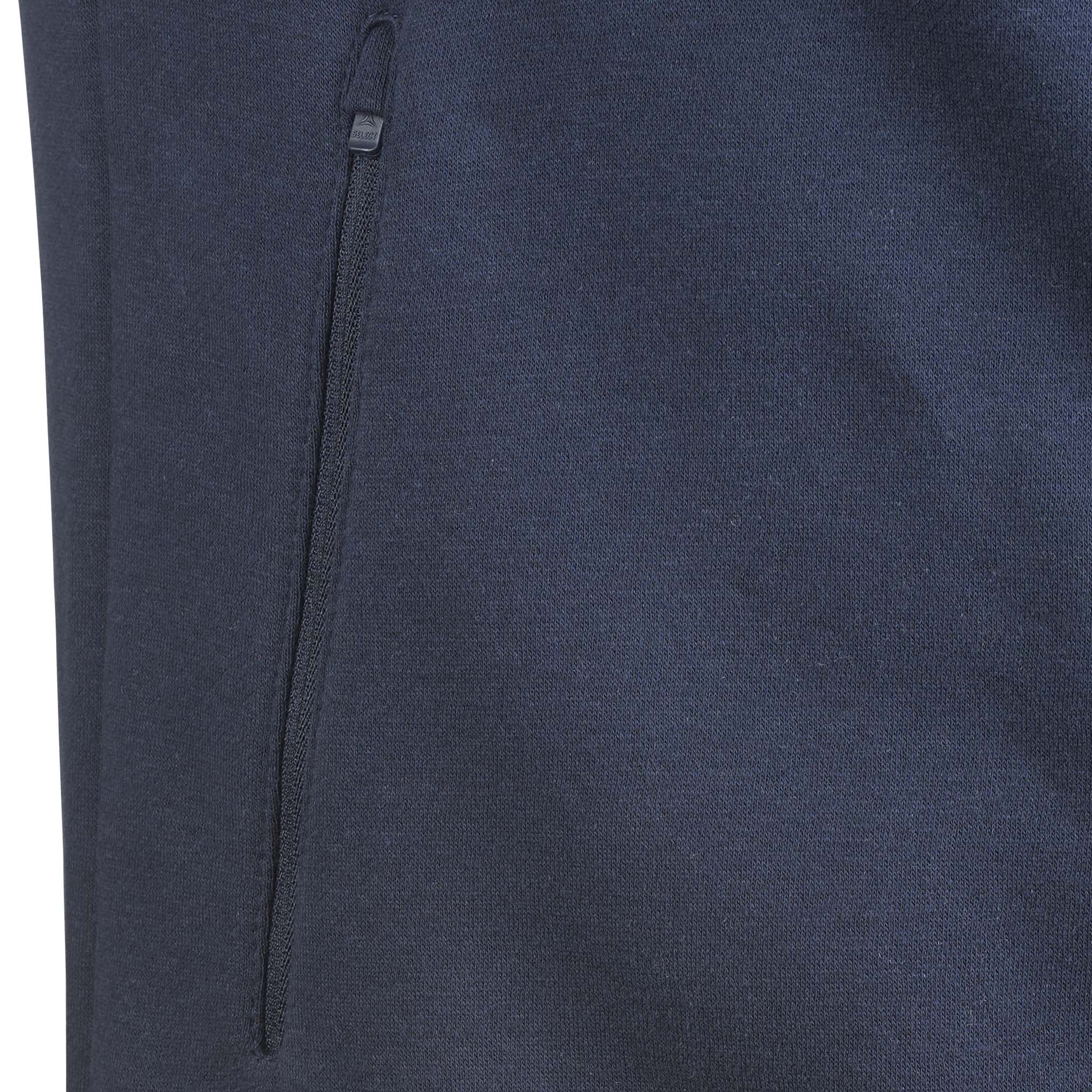 Närbild av marinblå Zip hoodie Oxford v25 fritidskläder med detalj av sidoficka med dragkedja