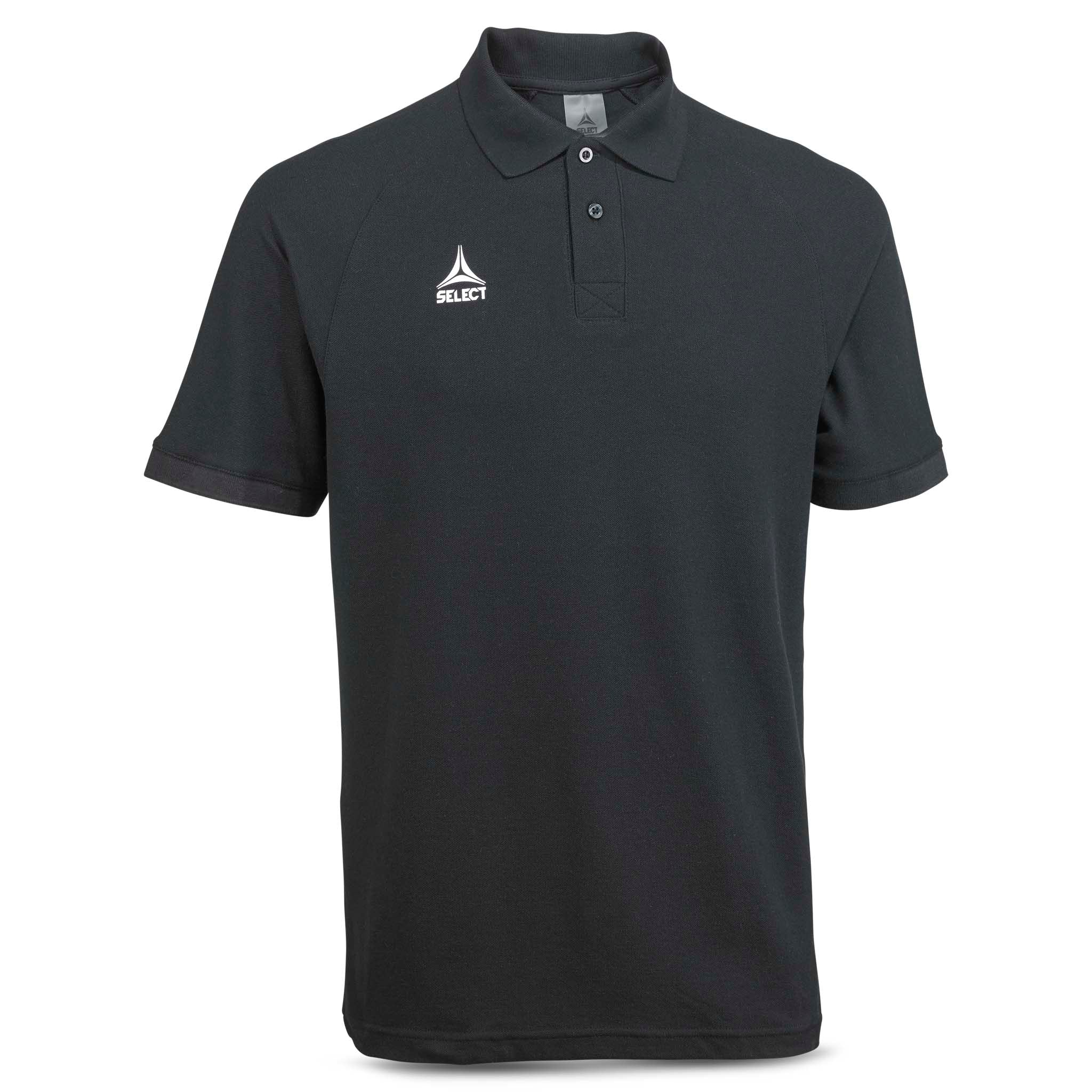 Svart Polo t-shirt Oxford v25, fritidskläder, framsida med krage och knappar.