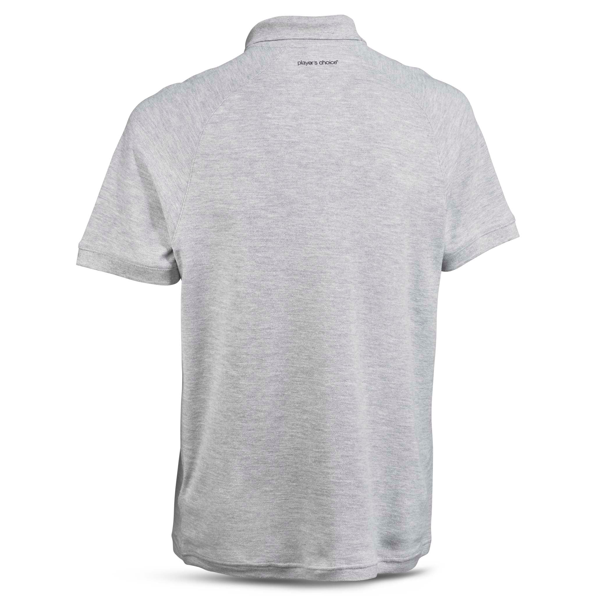 Grå Polo t-shirt Oxford v25, fritidskläder, sett bakifrån.
