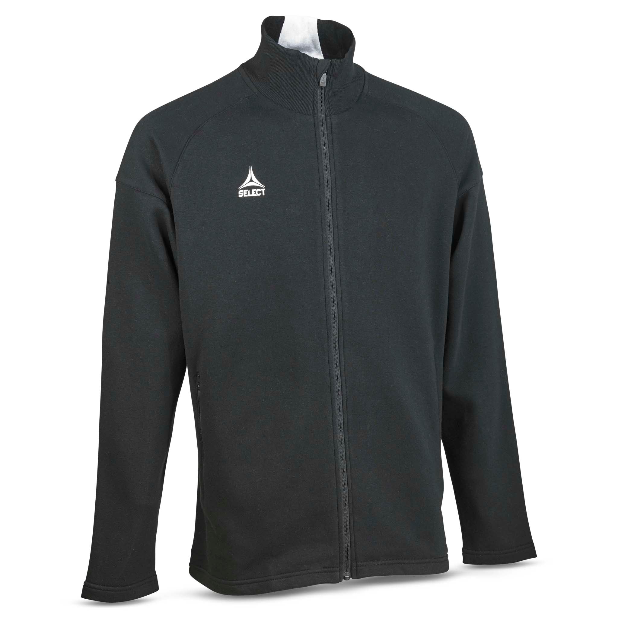 Svart Zip jacket Oxford v25 fritidskläder, framifrån med dragkedja och vit logga