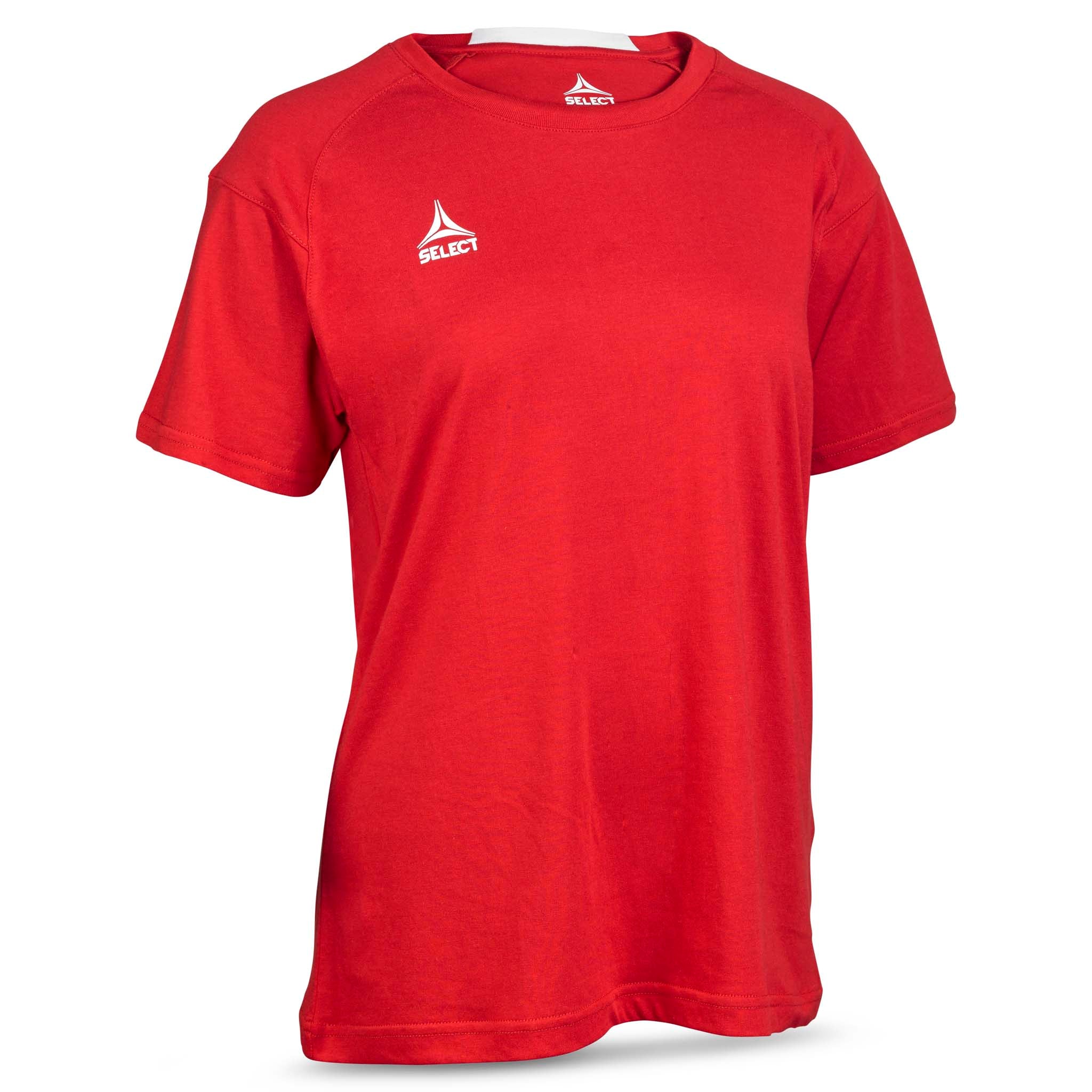 Röd T-Shirt Oxford woman v25, fritidskläder, sedd framifrån med vit logga.
