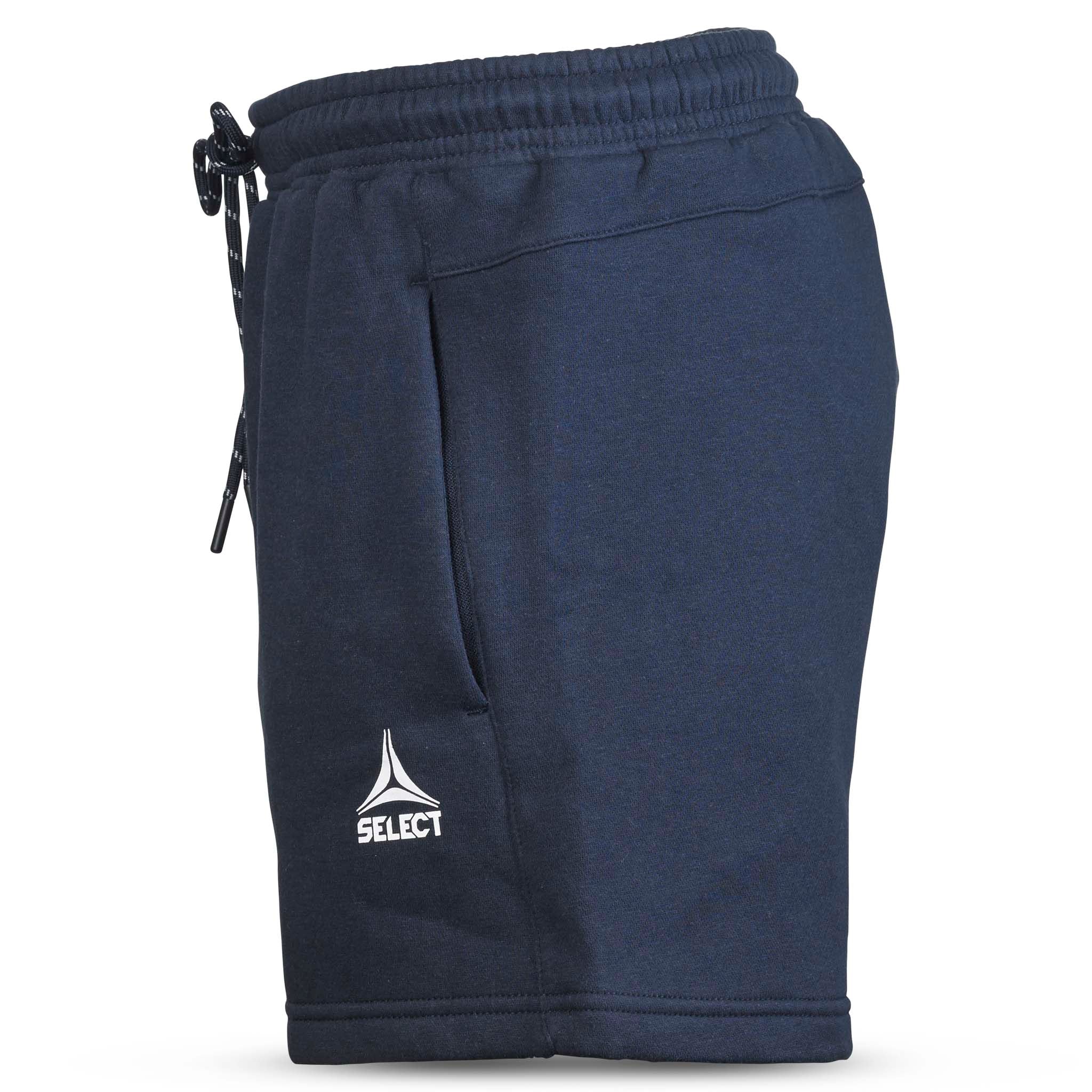 Marinblå Sweat shorts Oxford women v25, fritidskläder, sedd från vänster med dragsko och logga