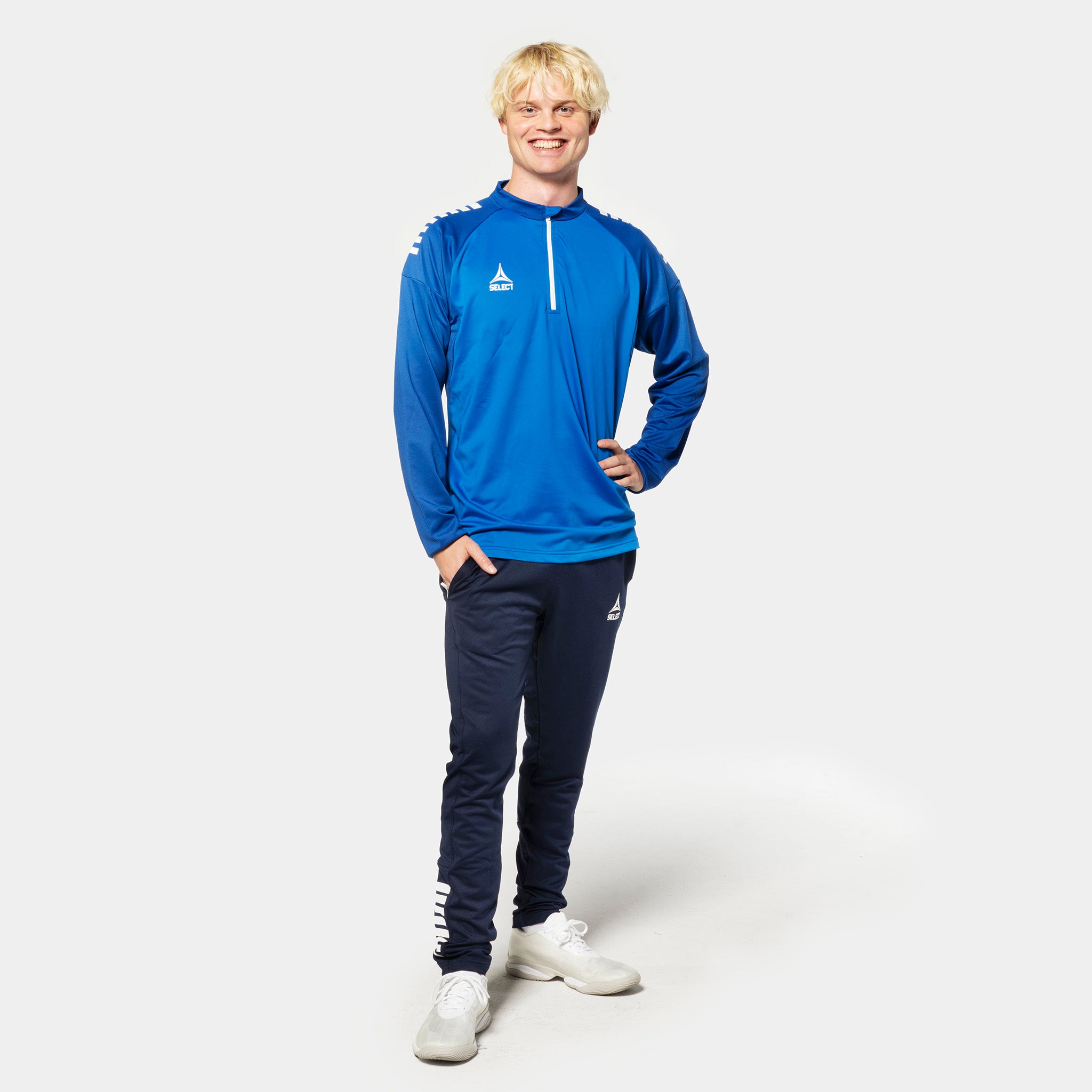 Spain Träning sweatshirt 1/2 zip #färg_ #färg_blå/vit #färg_blå/vit