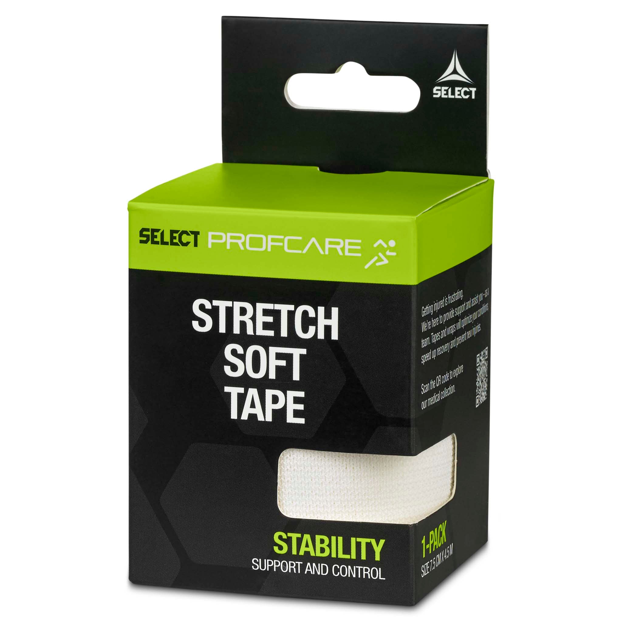 Stretch mjuk (7,5 cm. x 4,5 m.) #färg_vit