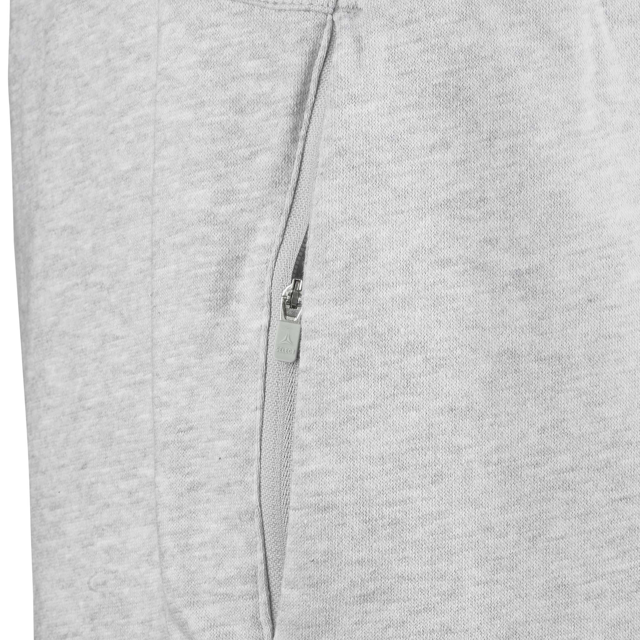 Närbild av grå Sweat shorts Oxford women v25 fritidskläder, som visar dragkedjeficka.