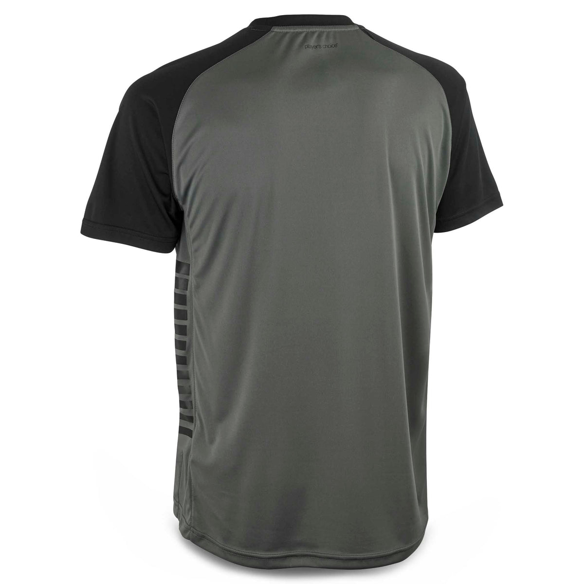 Bagside af grå og sort Player shirt S/S Pisa X, Match & Training fodboldtøj