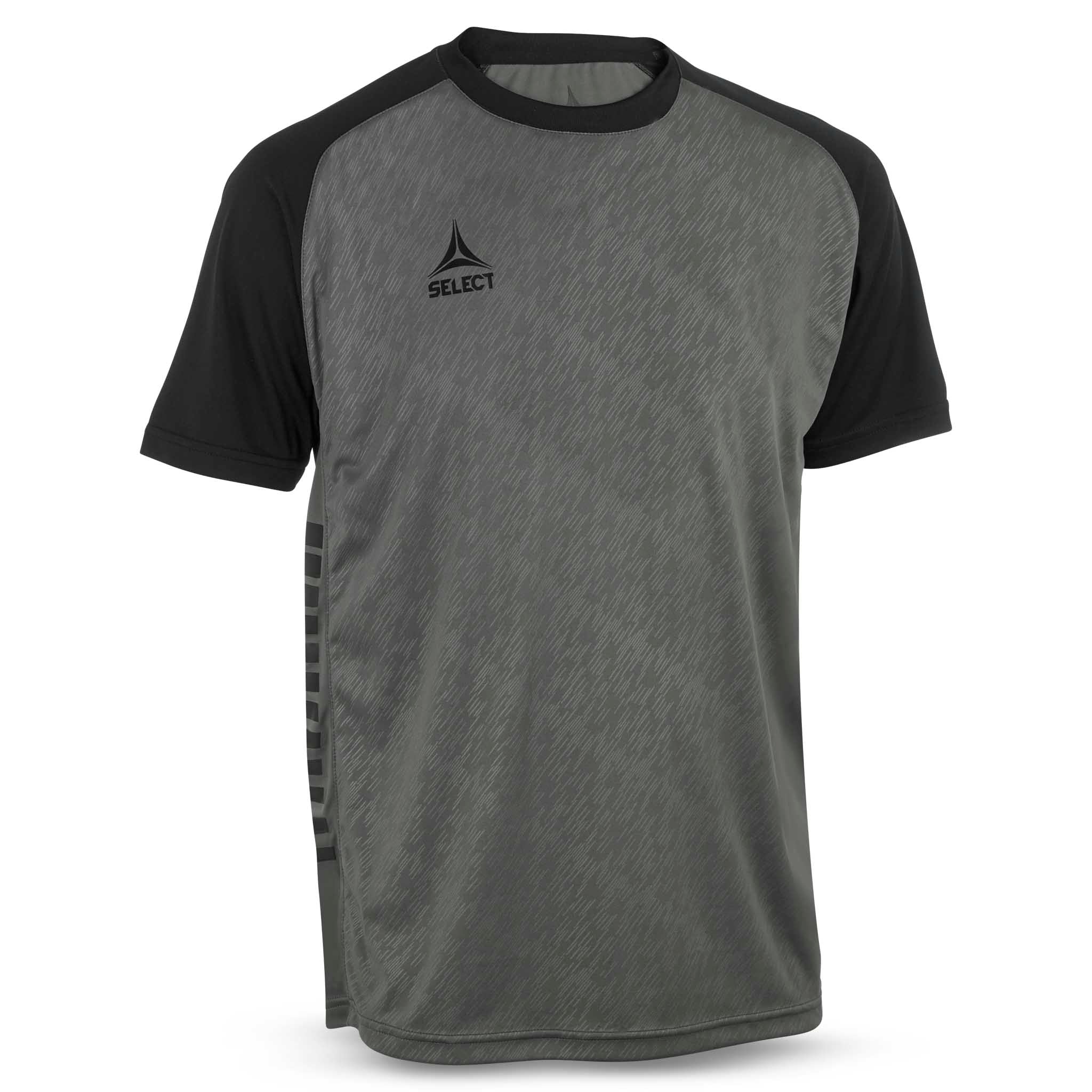 Forfra af grå og sort Player shirt S/S Pisa X, Match & Training wear fodboldtrøje.