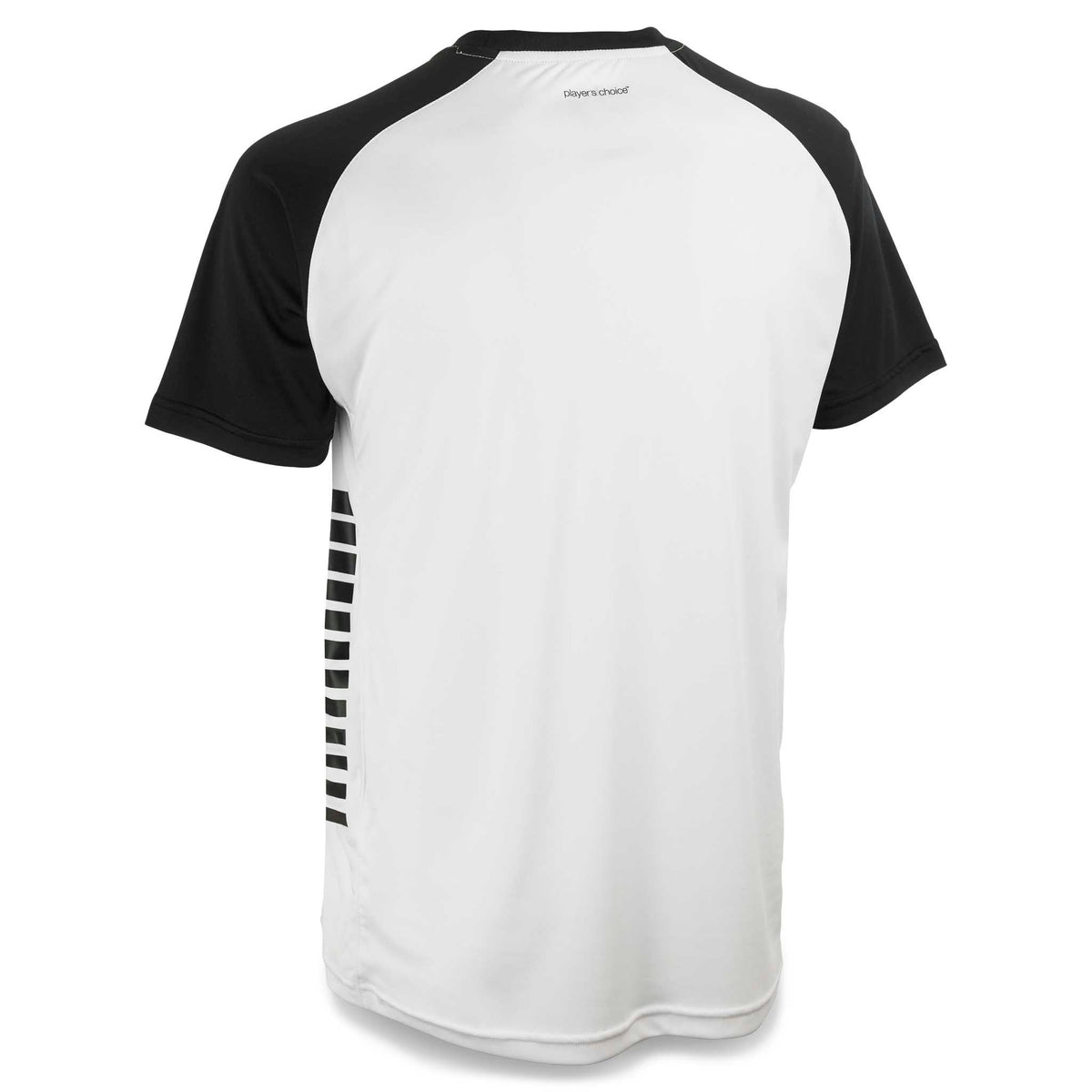 Bagside af hvid og sort Player shirt S/S Pisa X, Match & Training wear fodboldtrøje.