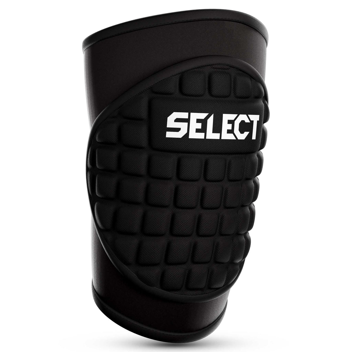 Sort Knee Protection 2 sportsstøtte med polstret design og hvidt logo, forside.