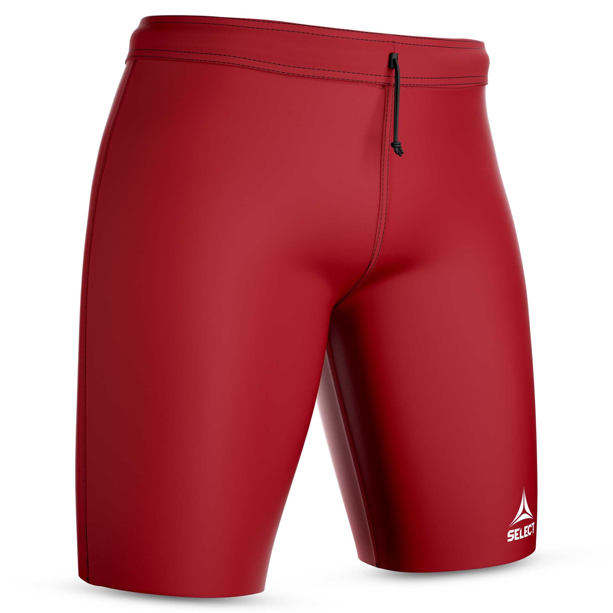 Røde Thermal Shorts, sports support, set forfra med logo på venstre ben.