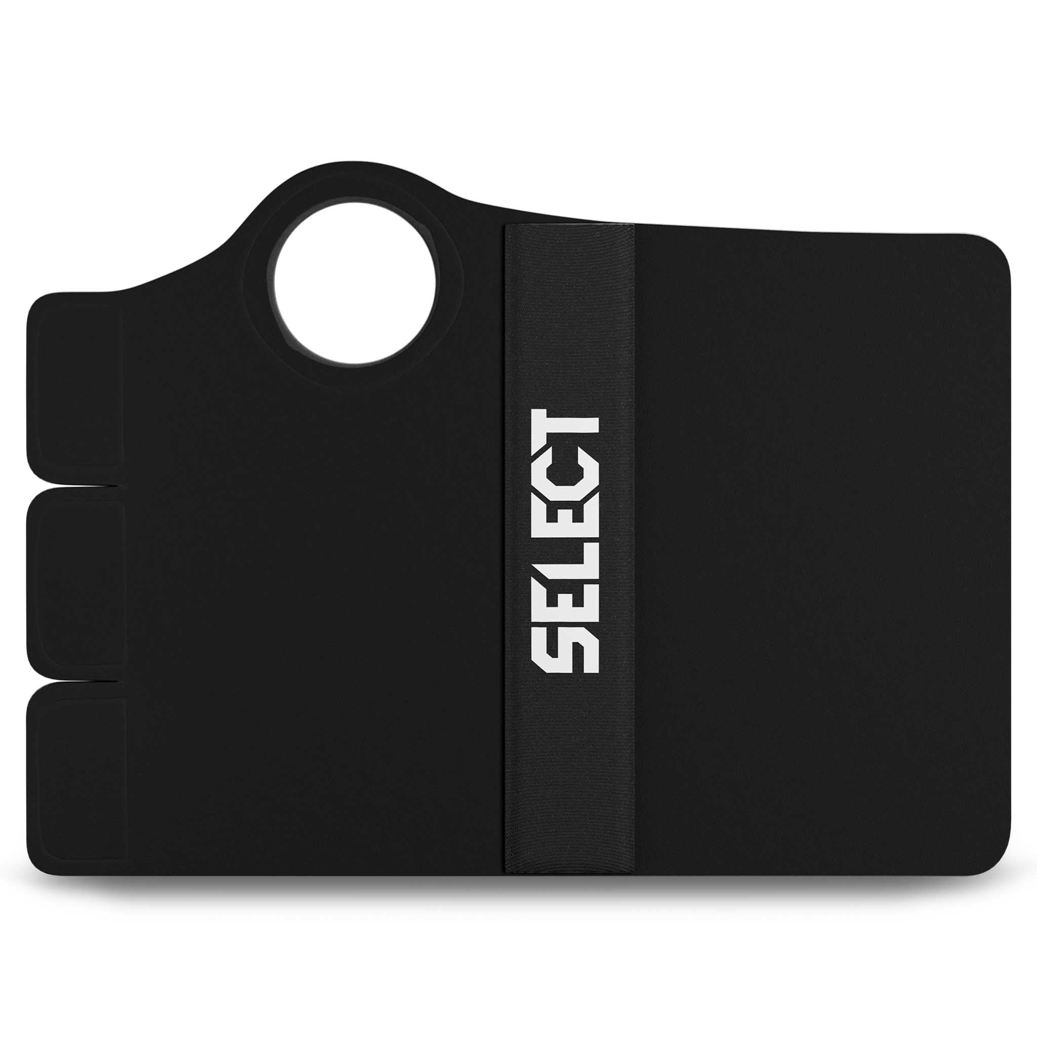 Framsida av svart Wrist Support 3 R sportstöd med vit Select-logga.