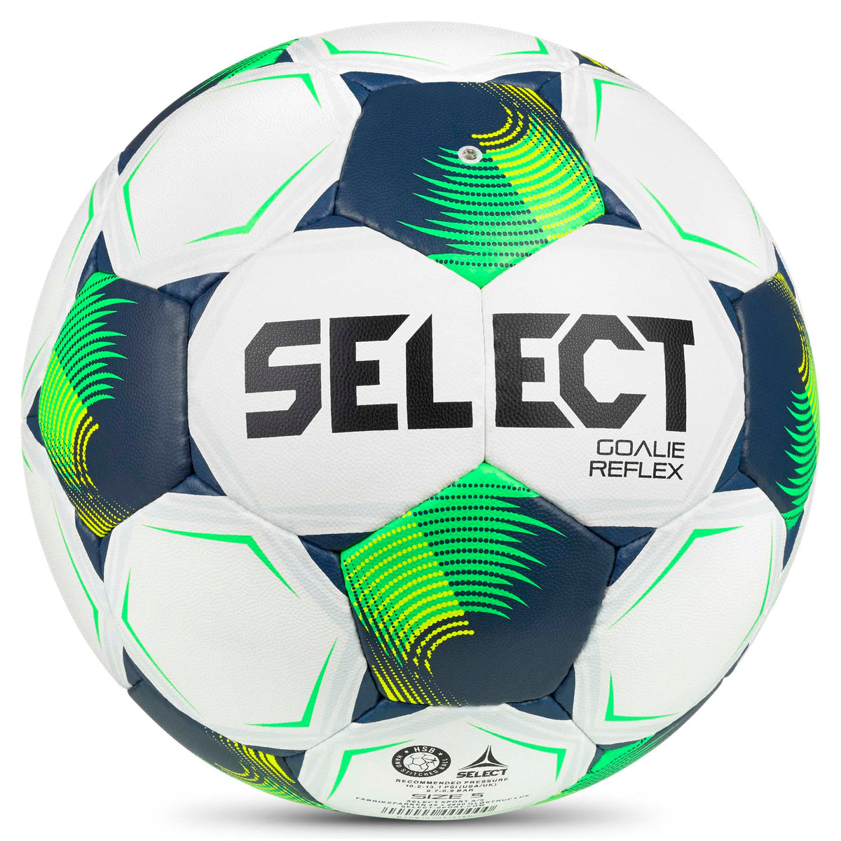 Goalie Reflex v26 fotboll i vitt, grönt och marinblått, baksida