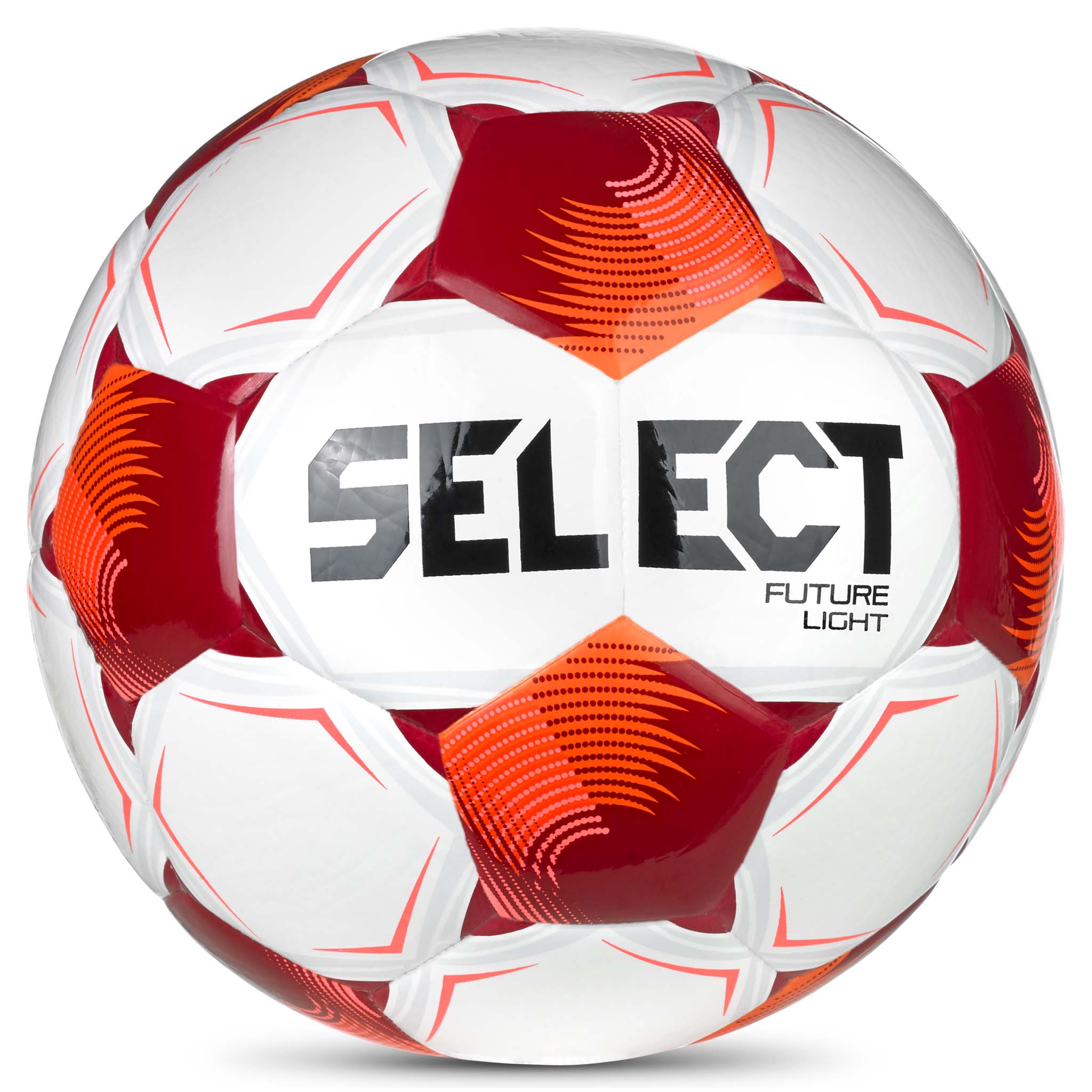 Hvid og rød Future Light v26 fodbold, forside med Select-logo