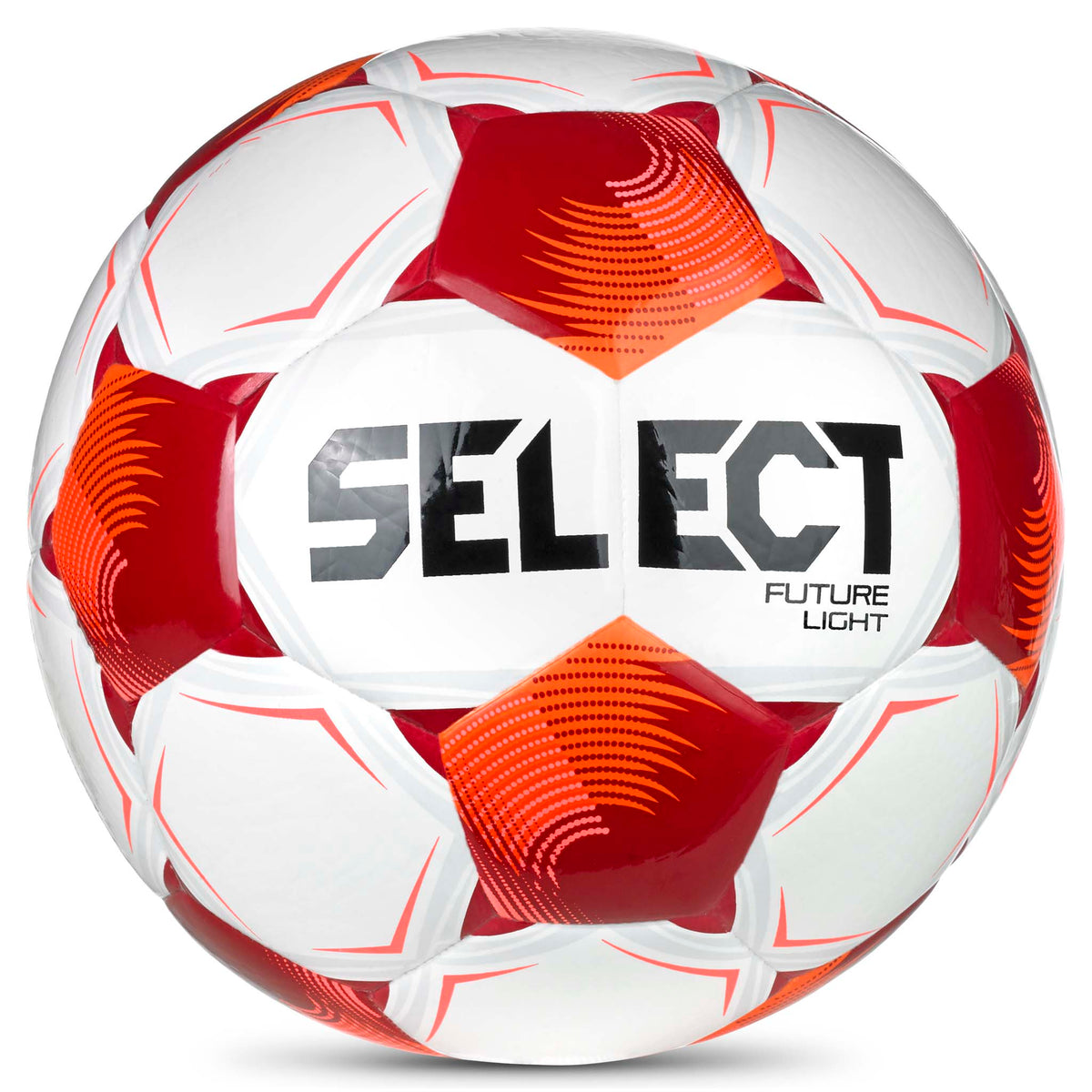 Hvid og rød Future Light v26 fodbold, forside med Select-logo