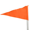 Orange fodbold hjørneflag på hvid stang, set forfra, andet udstyr