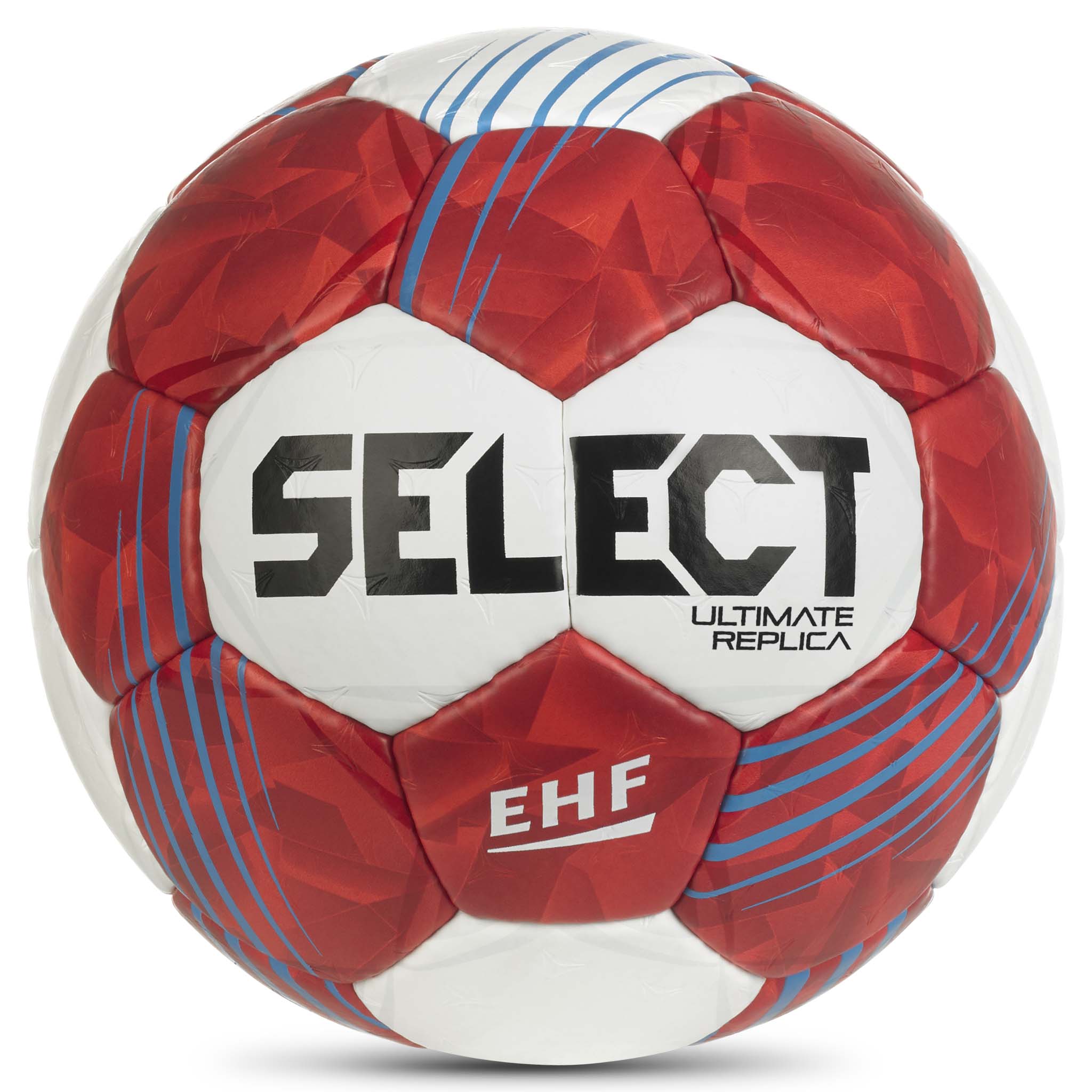 Framsida av Ultimate Replica v26 handboll i rött, vitt och blått