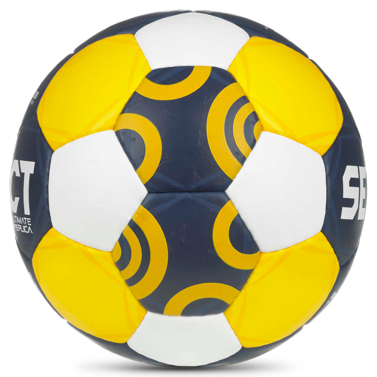Replica EHF Euro Women v26 handboll i marinblå, gul och vit, sedd från höger sida