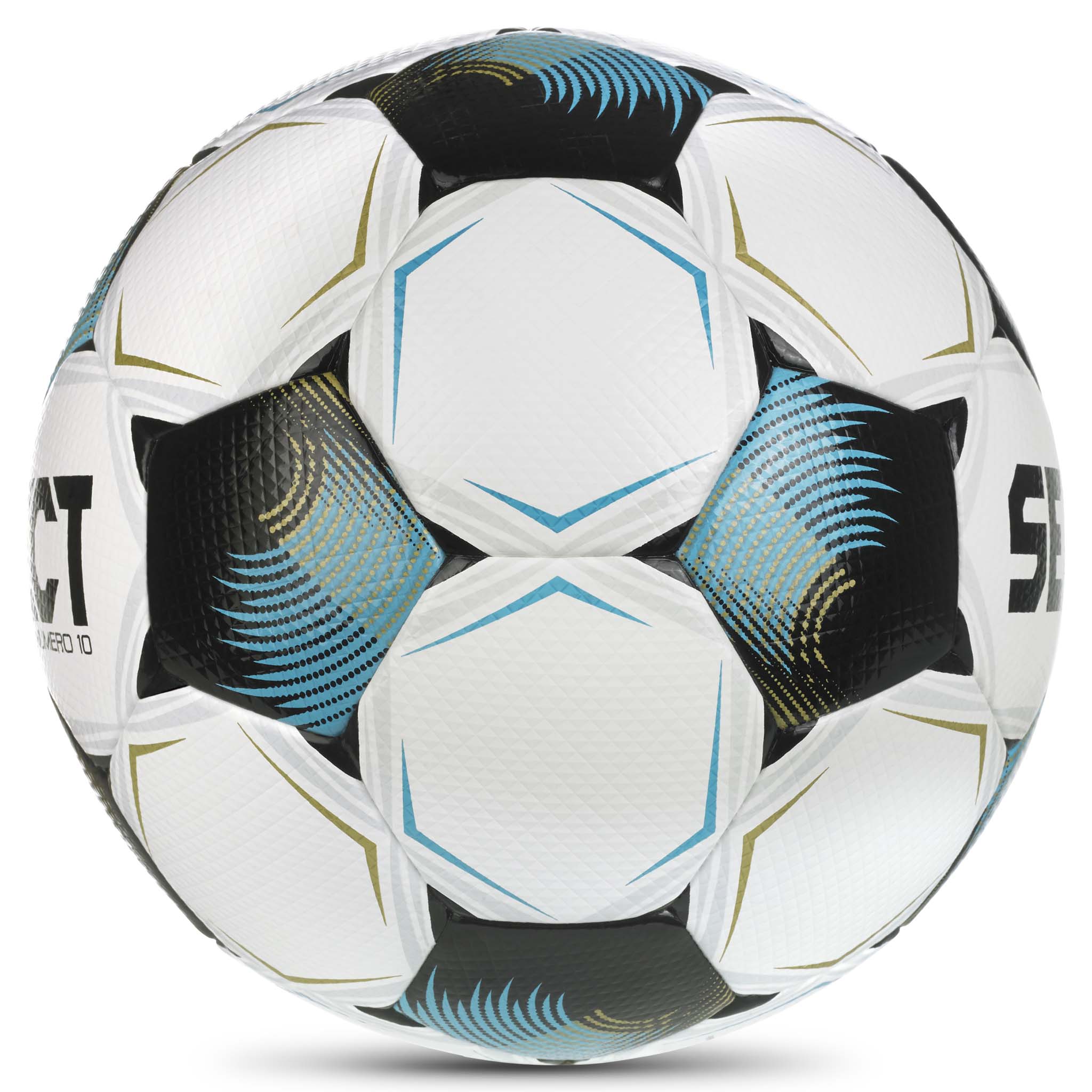 Numero 10 v26 fotboll, höger sida, i vitt, blått och svart