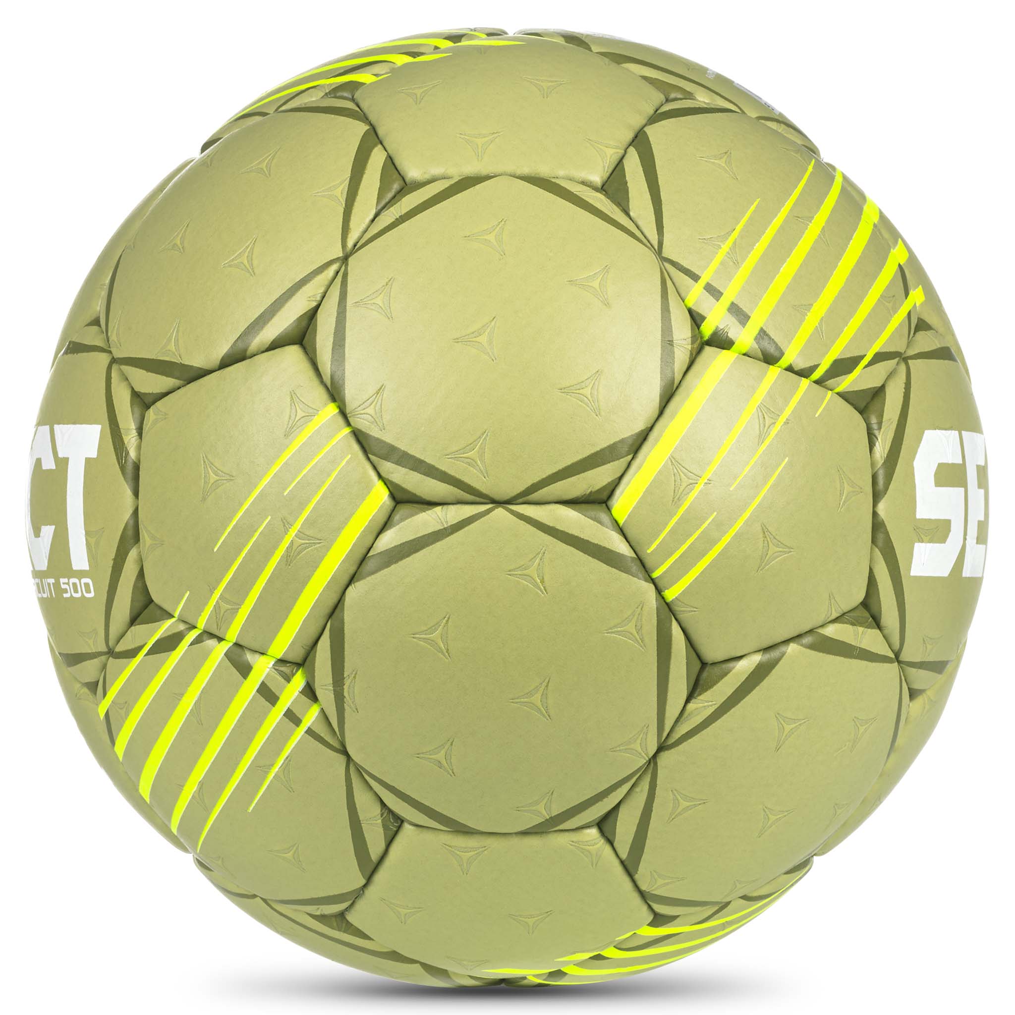HB Circuit 450 v26 handboll i grönt med gula detaljer, sedd från höger sida