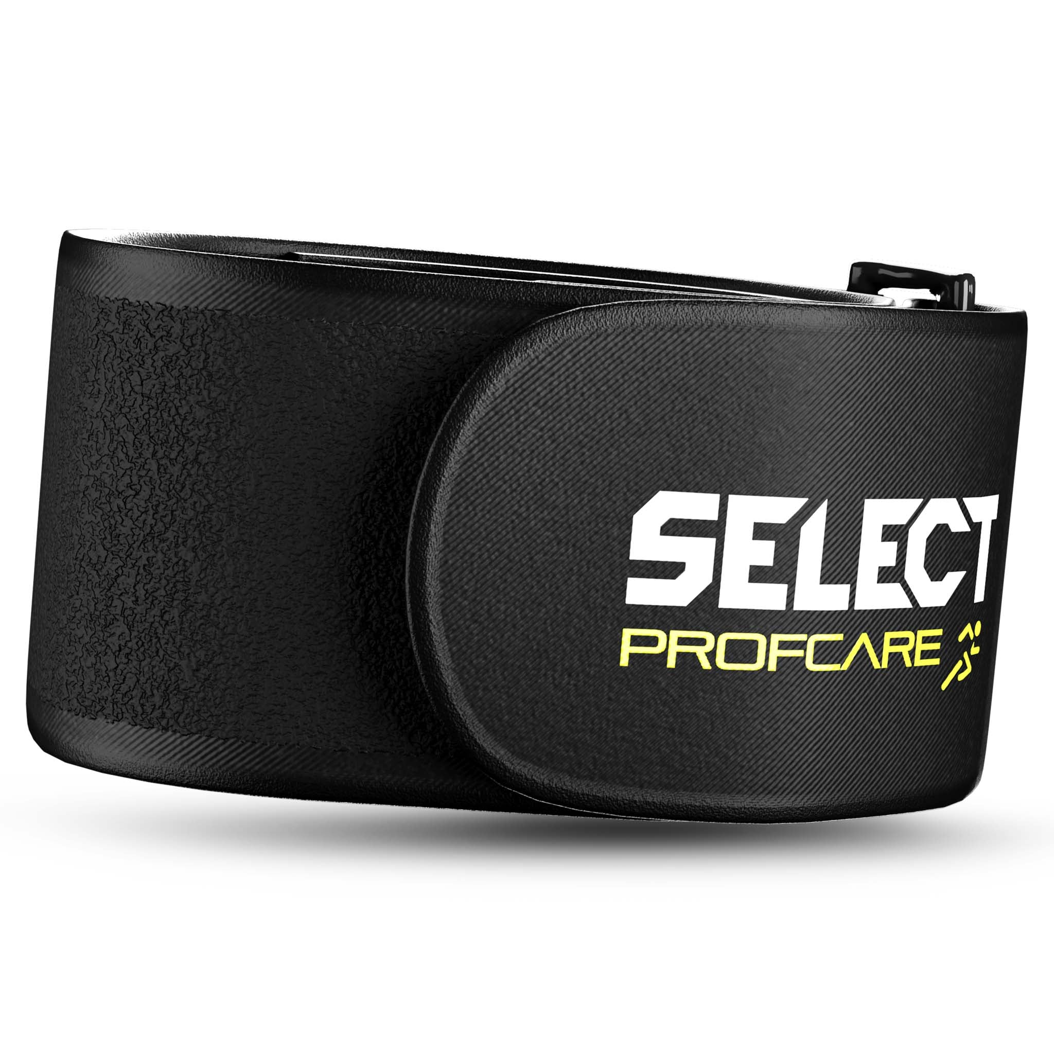 Svart Tennis elbow-caps Sports support, sedd framifrån, med Select Profcare-logga