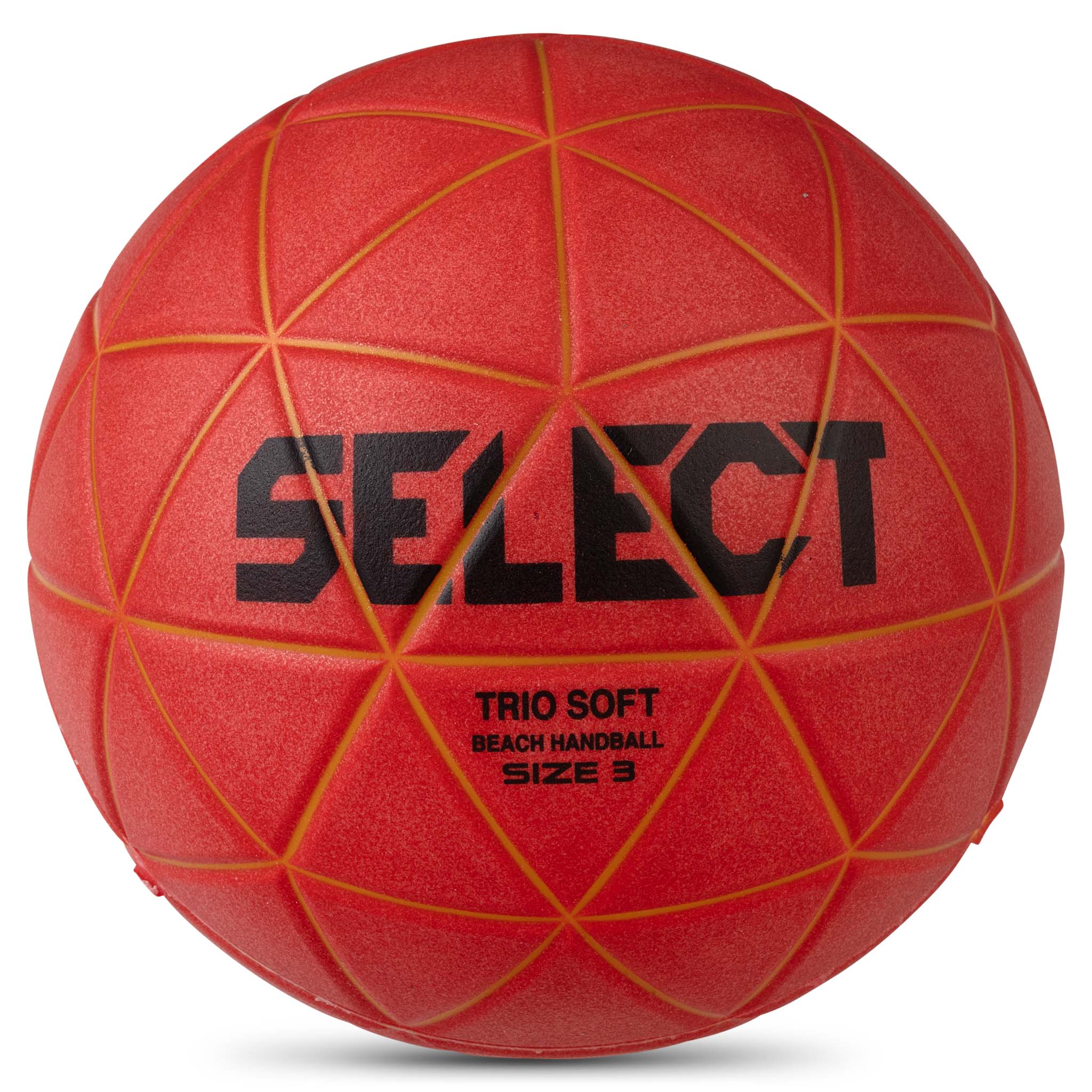 Röd Beach handball v21, framsida, med svart Select-logga och Trio Soft Size 3-text