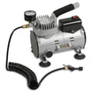 Air compressor Mini i sølv og sort med trykmåler og spiralslange, set forfra, Andet holdudstyr