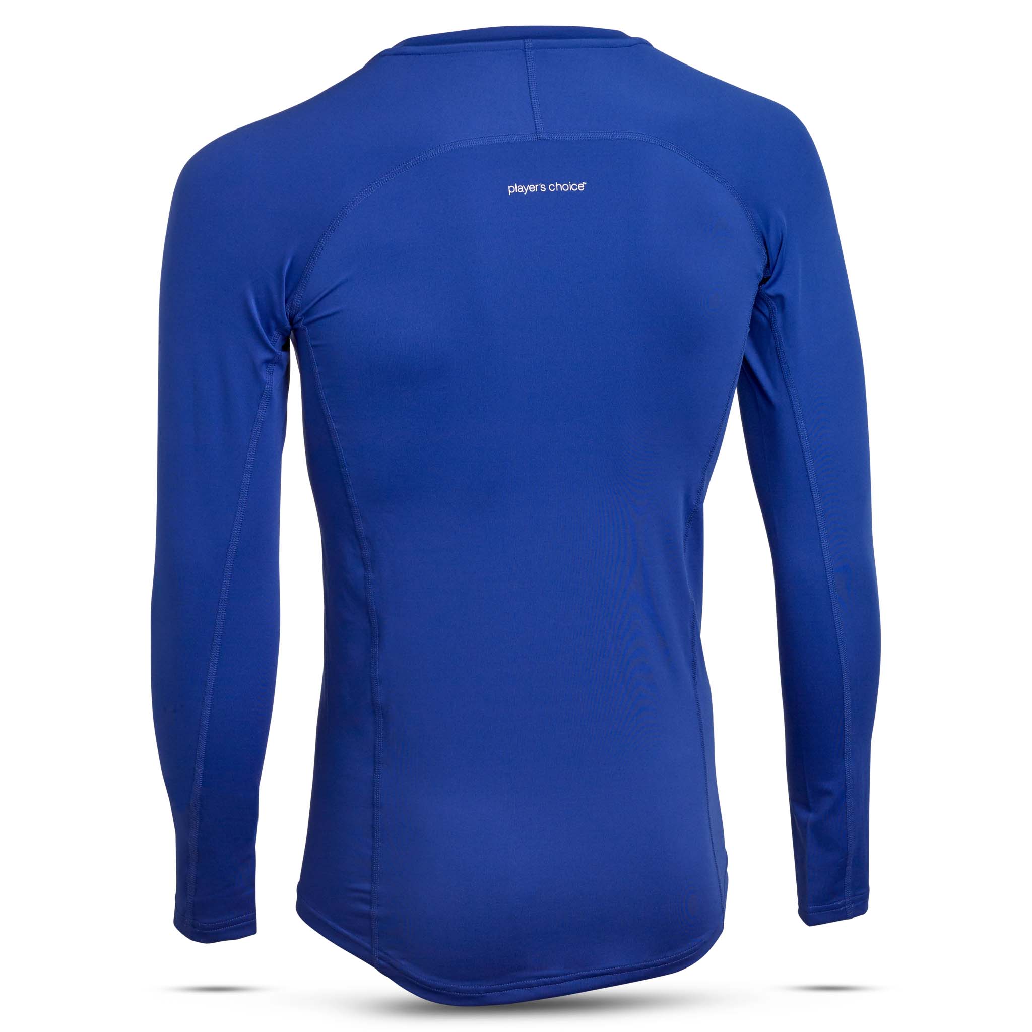 Baksida av blå Shirts L/S Baselayer, långärmad fotboll baselayer-tröja