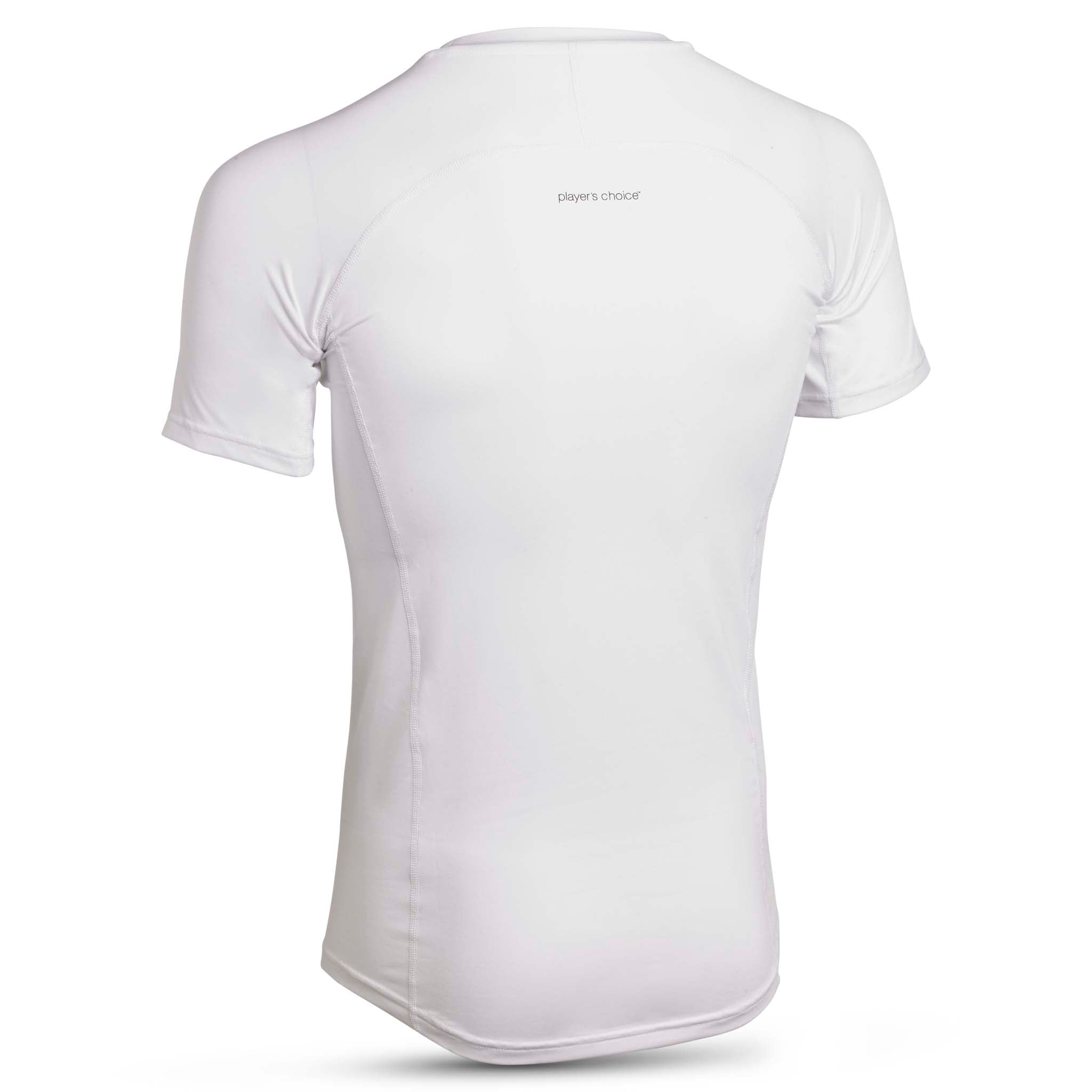 Vit Shirt S/S Baselayer, baksida av kortärmad fotboll baselayer.
