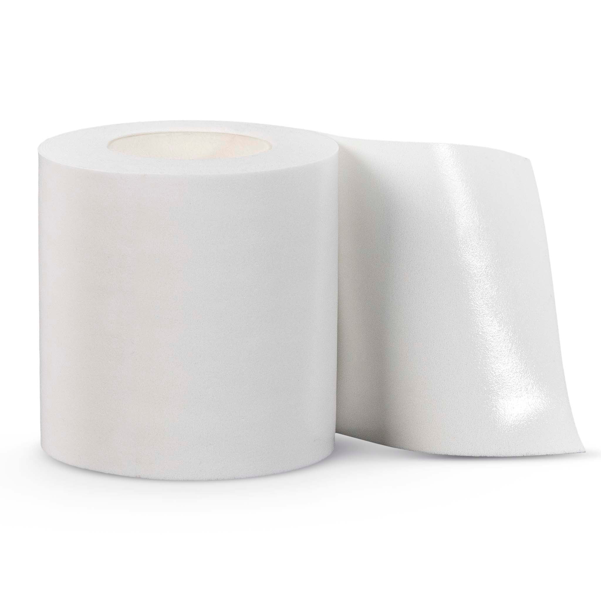 Vit Macure Foam Tape-rulle, sports care, framsidesbild med skumremsa delvis utrullad.
